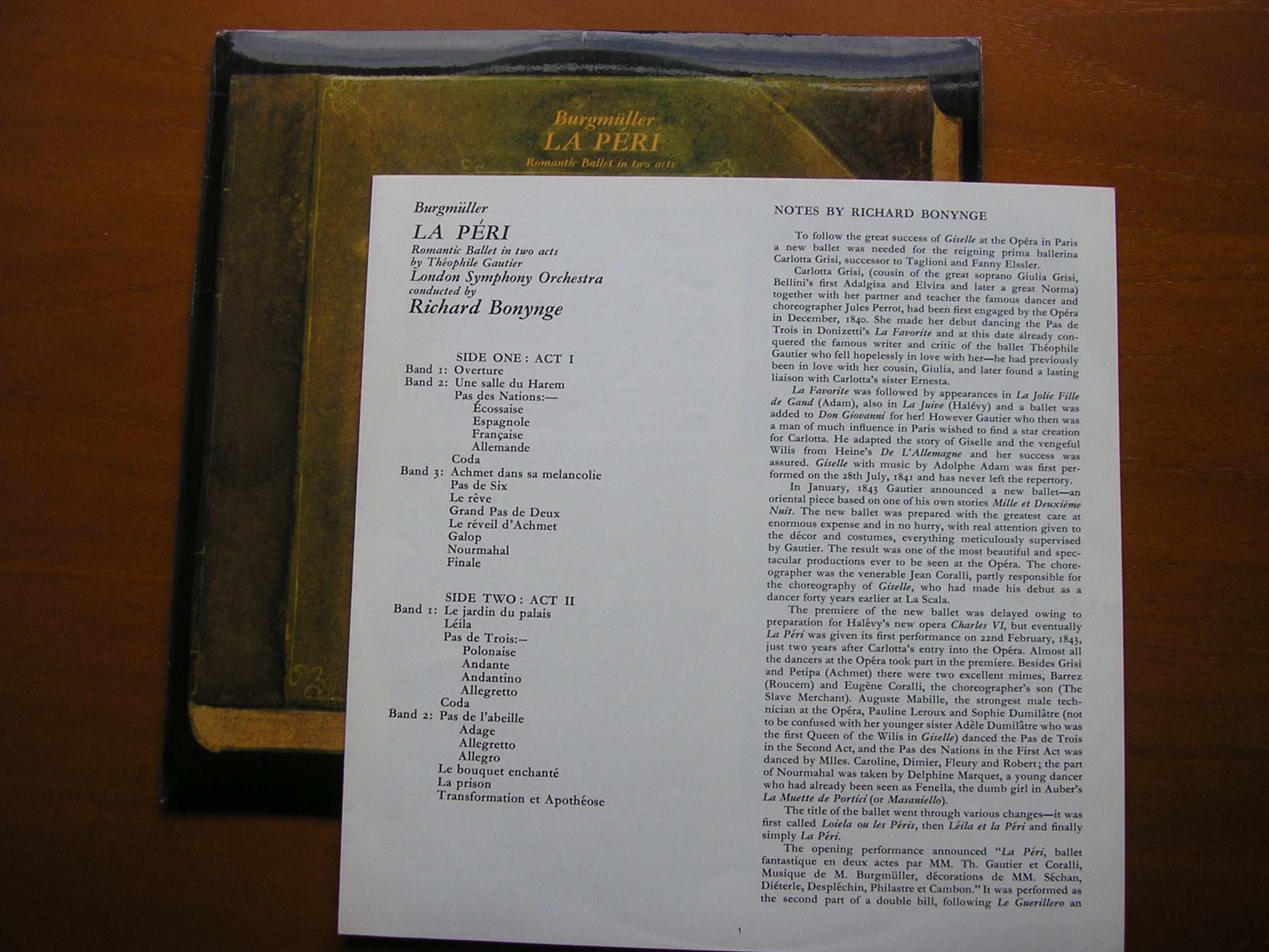 SXL 6407 BURGMULLER: LA PERI (complete ballet 1843) BONYNGE / LONDON SYMPHONY