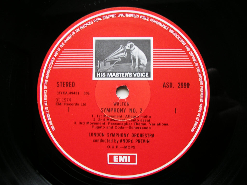 WALTON: SYMPHONY No. 2 / PORTSMOUTH POINT / SCAPINO   SOLOISTS / PREVIN / LONDON SYMPHONY  ASD 2990