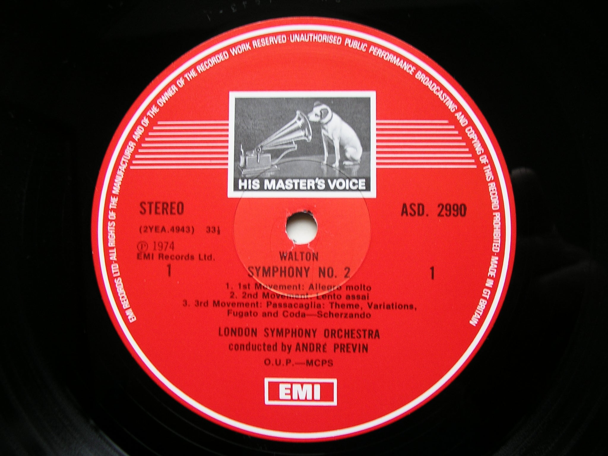 WALTON: SYMPHONY No. 2 / PORTSMOUTH POINT / SCAPINO   SOLOISTS / PREVIN / LONDON SYMPHONY  ASD 2990