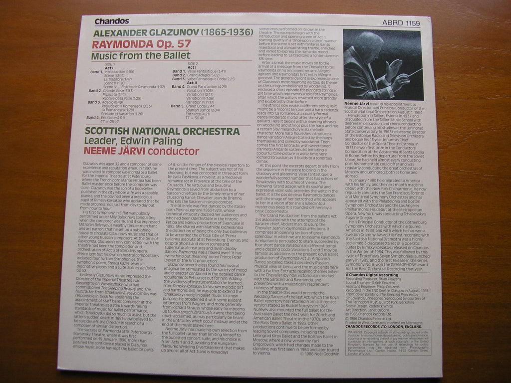 GLAZUNOV: RAYMONDA  excerpts from the ballet     JARVI / SCOTTISH NATIONAL ORCHESTRA     ABRD 1159