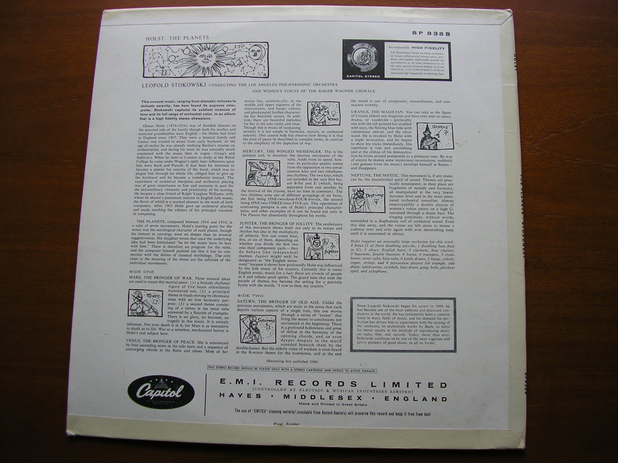 HOLST: THE PLANETS   STOKOWSKI / LOS ANGELES PHILHARMONIC ORCHESTRA   SP 8389