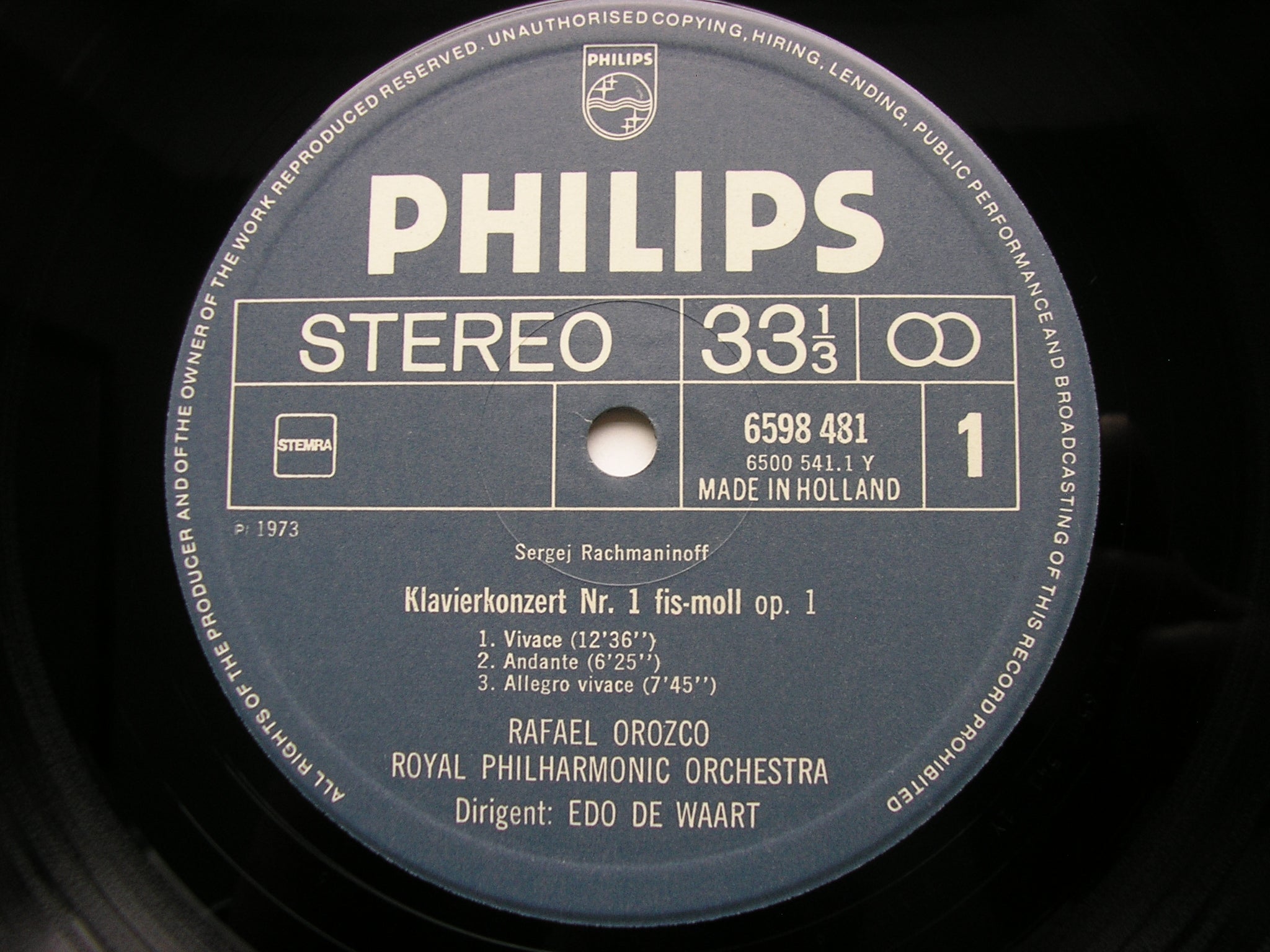 RACHMANINOV: THE FOUR PIANO CONCERTOS / RHAPSODY     OROZCO / ROYAL PHILHARMONIC / DE WAART    3LP    6747 397