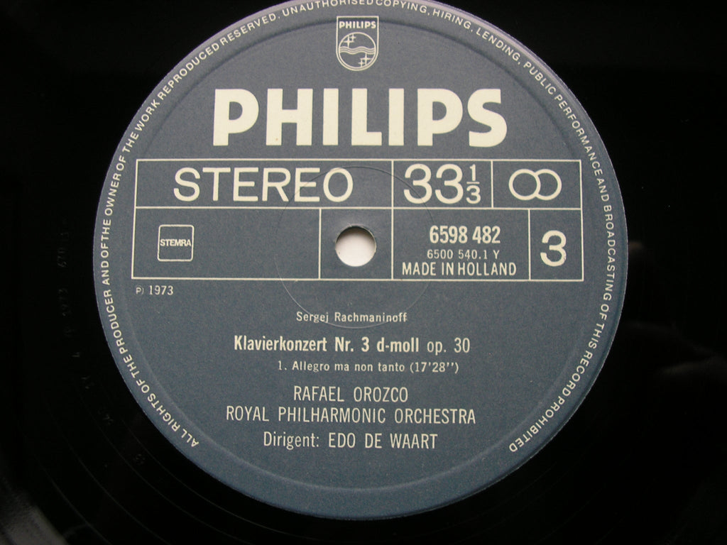 RACHMANINOV: THE FOUR PIANO CONCERTOS / RHAPSODY     OROZCO / ROYAL PHILHARMONIC / DE WAART    3LP    6747 397