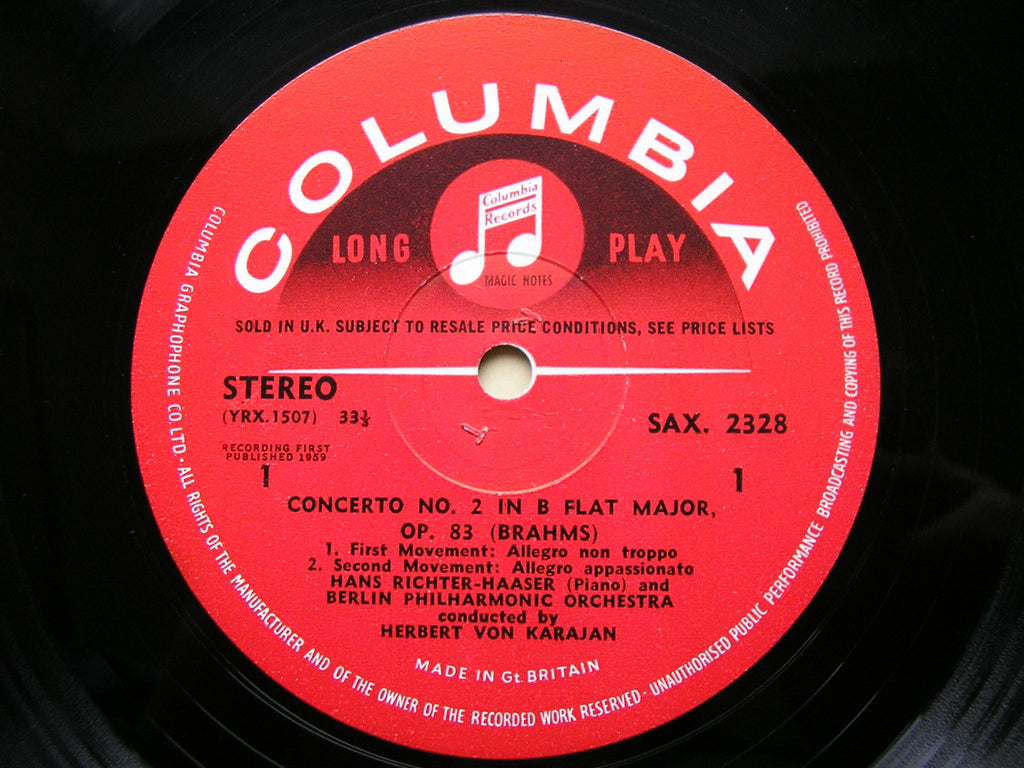 SAX 2328  BRAHMS: PIANO CONCERTO No. 2    RICHTER- HAASER / BERLIN PHILHARMONIC / KARAJAN