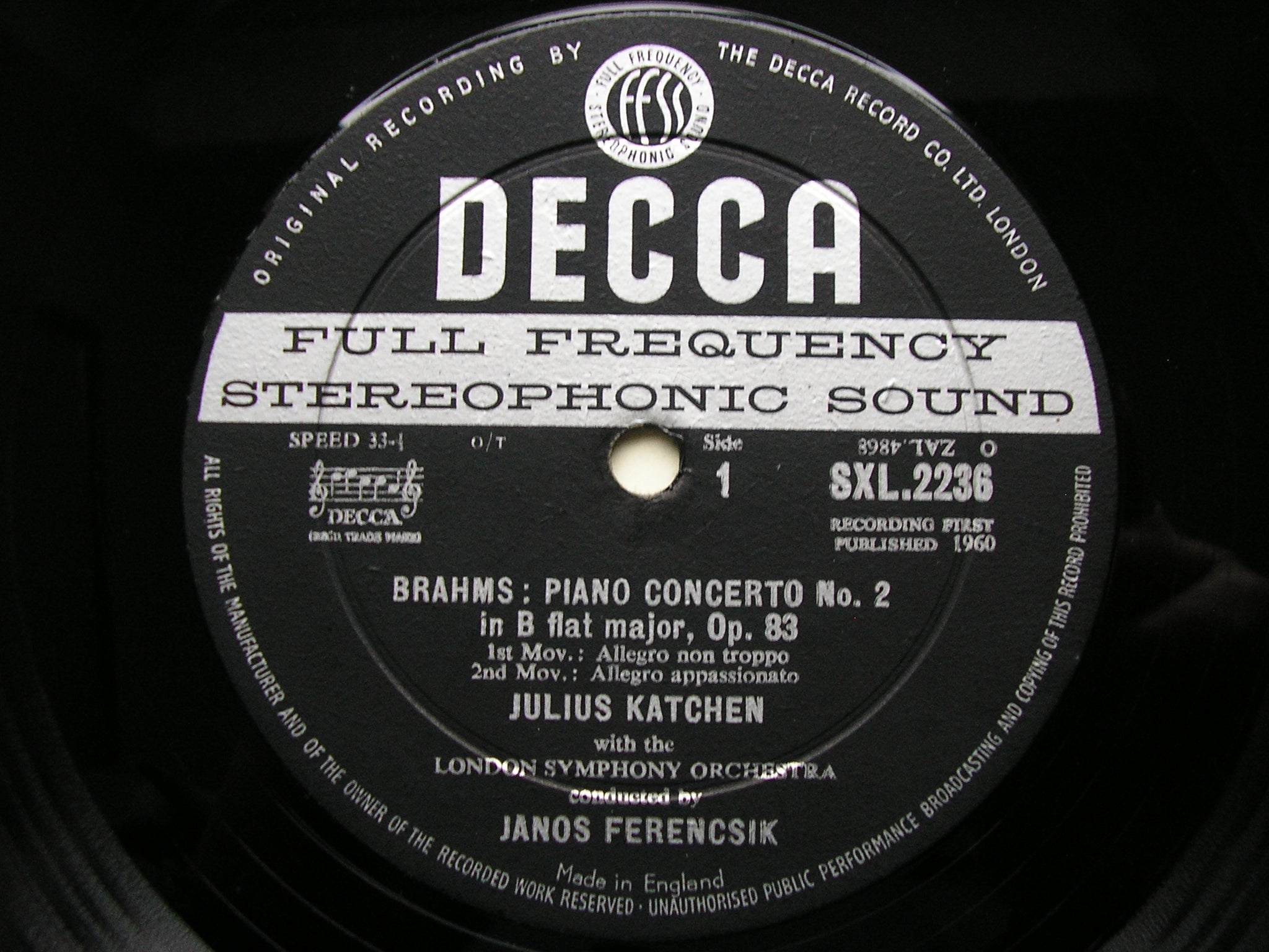 SXL 2236 BRAHMS: PIANO CONCERTO No. 2 KATCHEN / LONDON SYMPHONY / FERENCSIK