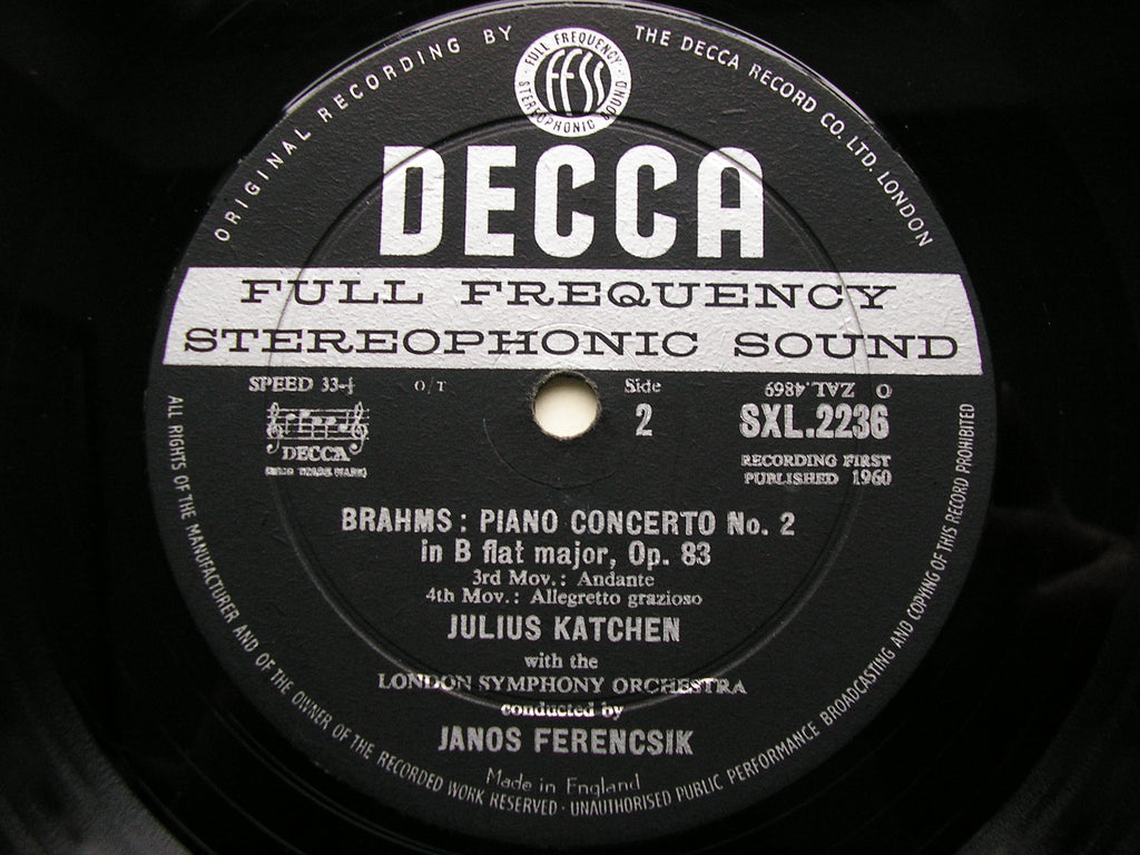 SXL 2236 BRAHMS: PIANO CONCERTO No. 2 KATCHEN / LONDON SYMPHONY / FERENCSIK