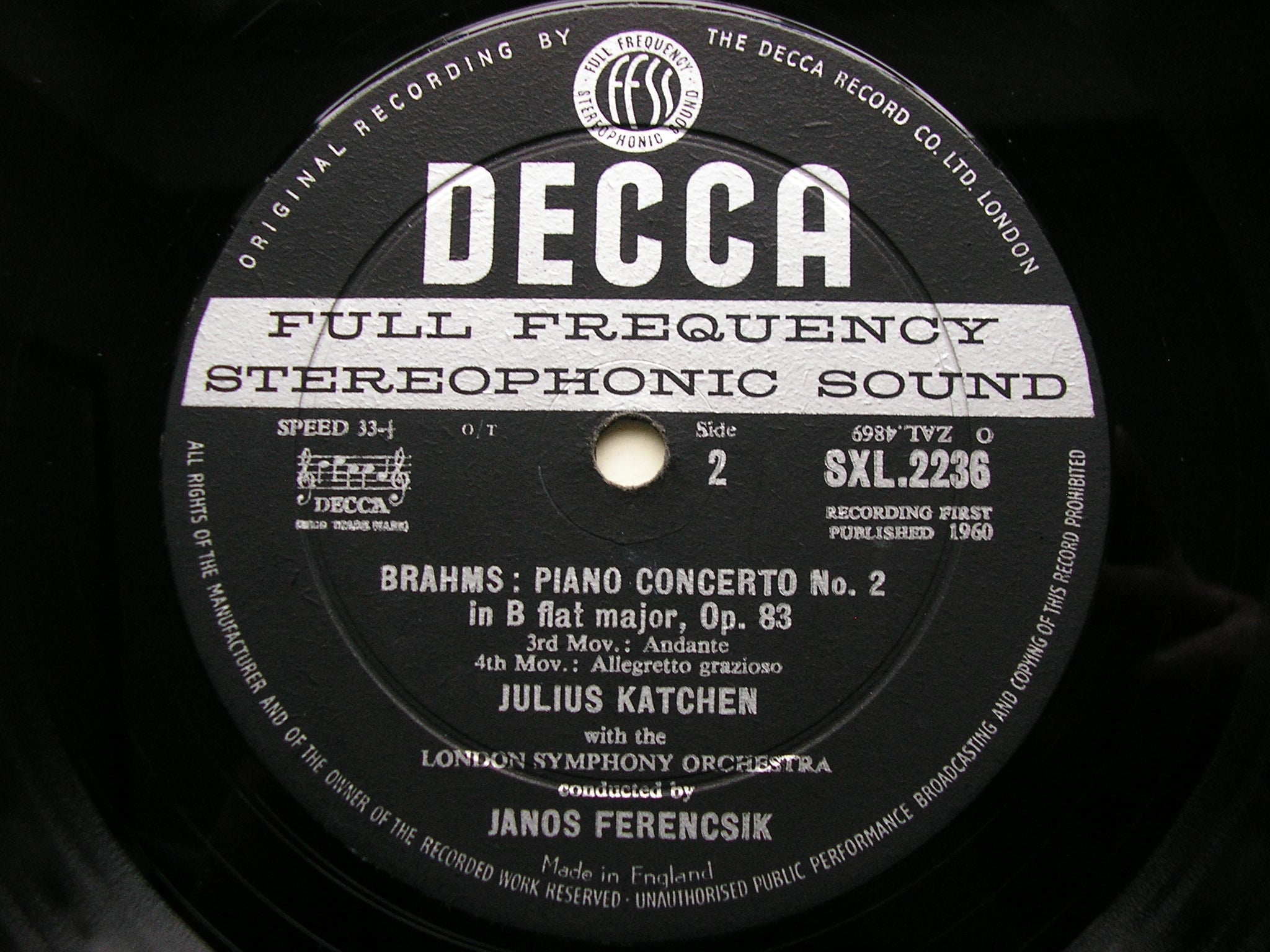 SXL 2236 BRAHMS: PIANO CONCERTO No. 2 KATCHEN / LONDON SYMPHONY / FERENCSIK