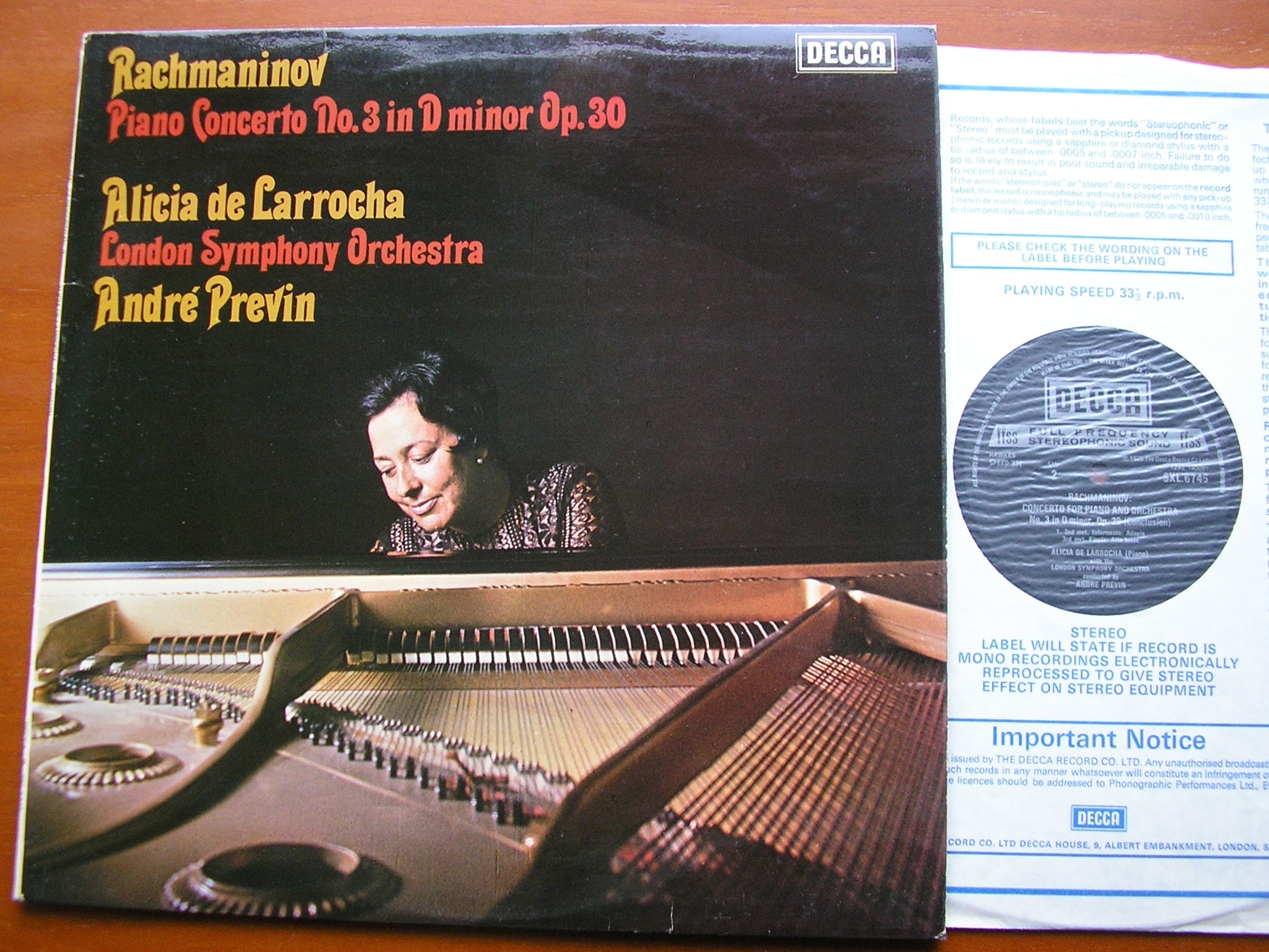 SXL 6746 RACHMANINOV: PIANO CONCERTO No. 3    LARROCHA / LONDON SYMPHONY / PREVIN