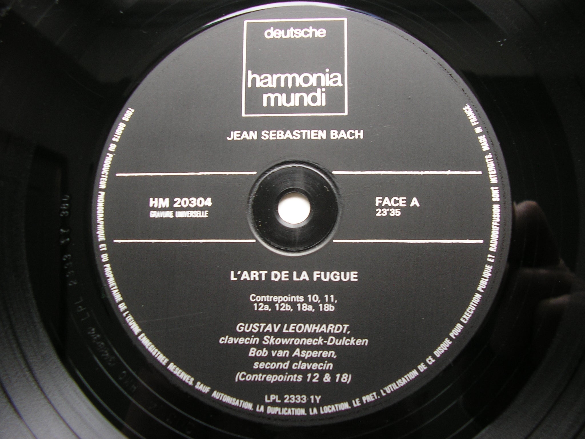 BACH: THE ART OF FUGUE    GUSTAV LEONHARDT     2 LP      HM20303 / 4