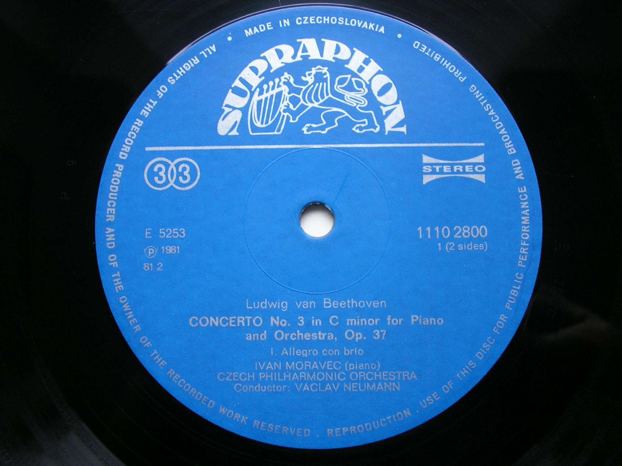BEETHOVEN: PIANO CONCERTO No. 3    MORAVEC / CZECH PHILHARMONIC / NEUMANN    1110 2800 ZA
