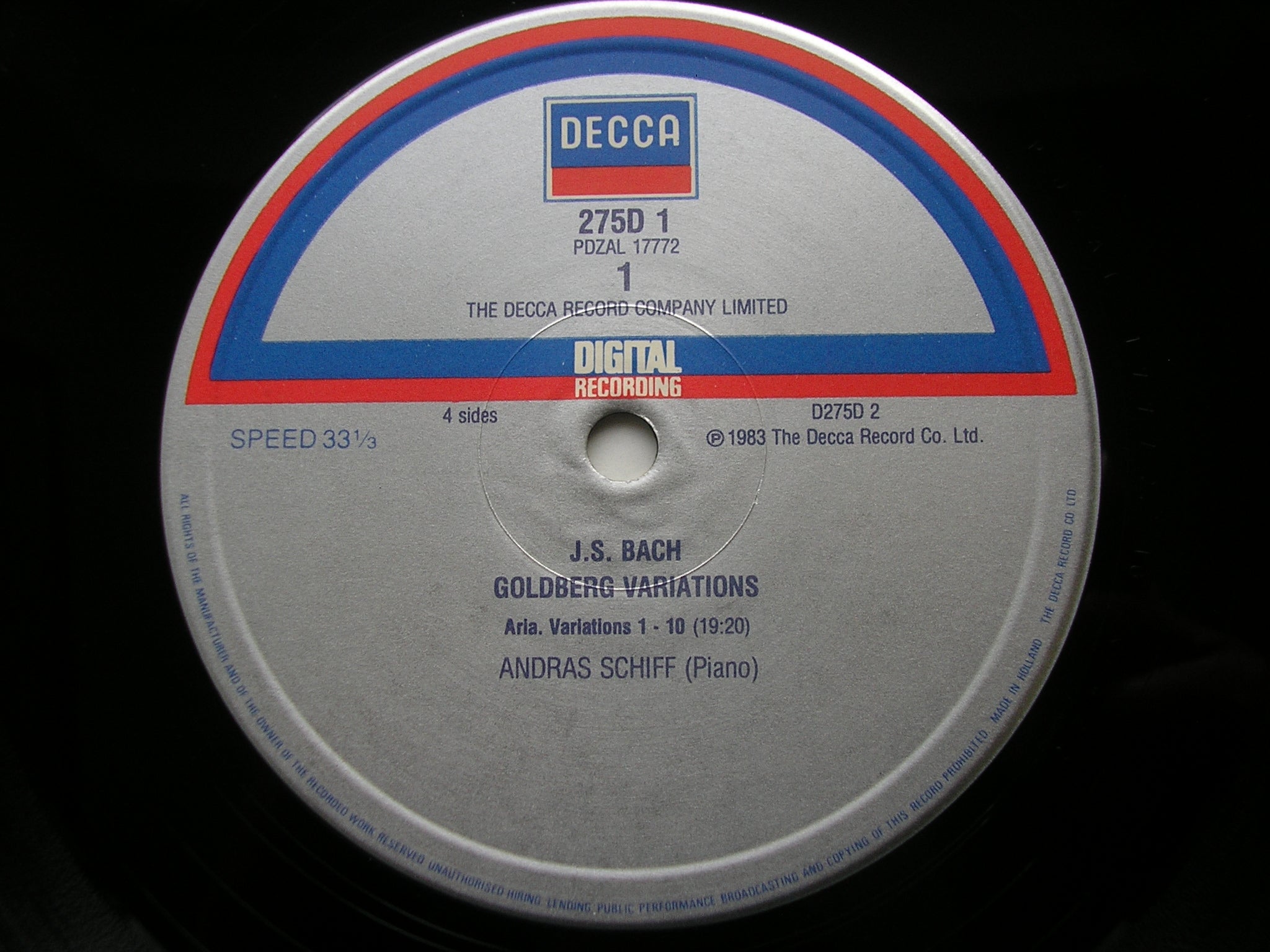 BACH: GOLDBERG VARIATIONS / FOUR DUETS / CHROMATIC FANTASY      ADRAS SCHIFF     D275D2