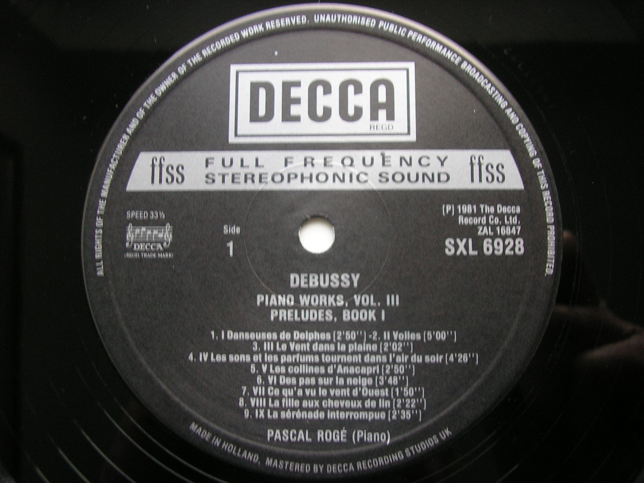 SXL 6855 / 6928 / 6957 DEBUSSY: SOLO PIANO MUSIC Volumes 1 - 3 PASCAL ROGE 3 LP