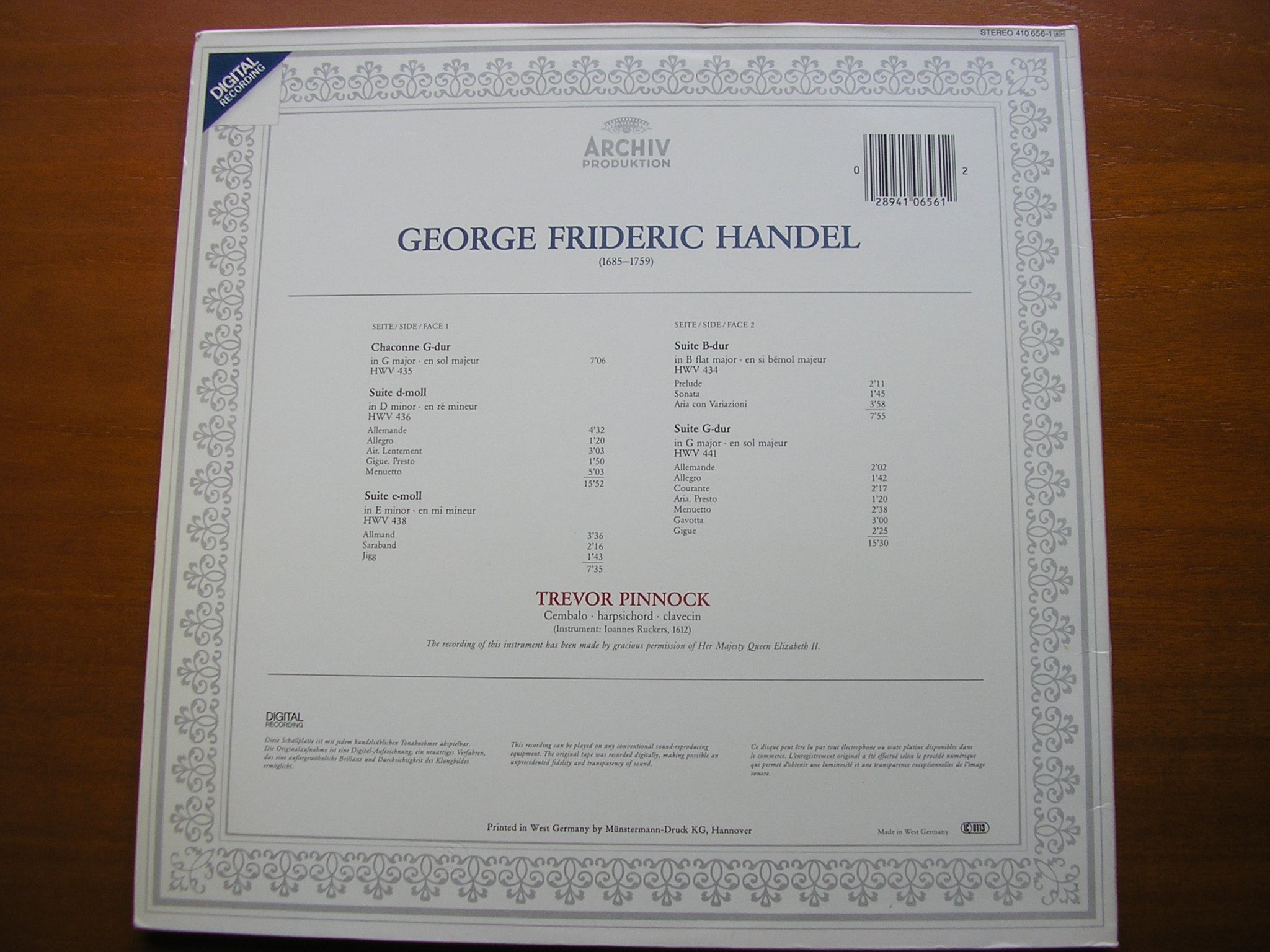 HANDEL: CHACONNE       TREVOR PINNOCK       410 656