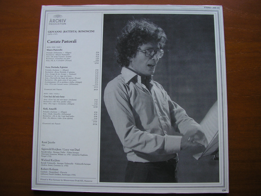 BONONCINI: CANTATE PASTORALI     JACOBS / KUIJKEN / VAN DAEL / KOHNEN / KIUJKEN    2533 450