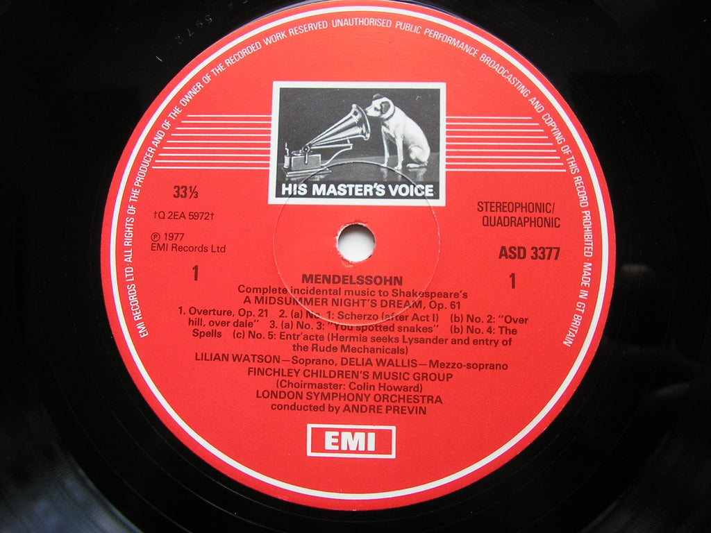 MENDELSSOHN: A MIDSUMMER NIGHT'S DREAM   WATSON / WALLIS / LSO / PREVIN       ASD 3377