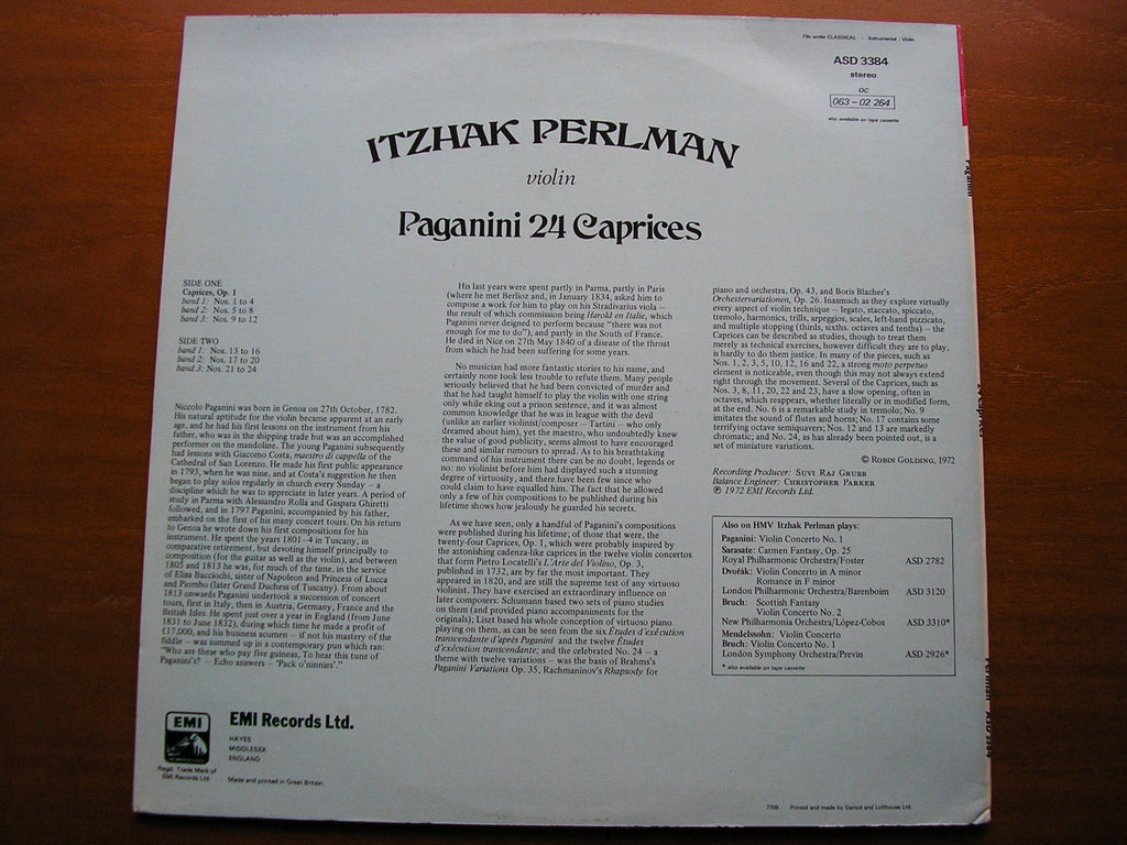 PAGANINI: 24 CAPRICES    ITZHAK PERLMAN    ASD 3384