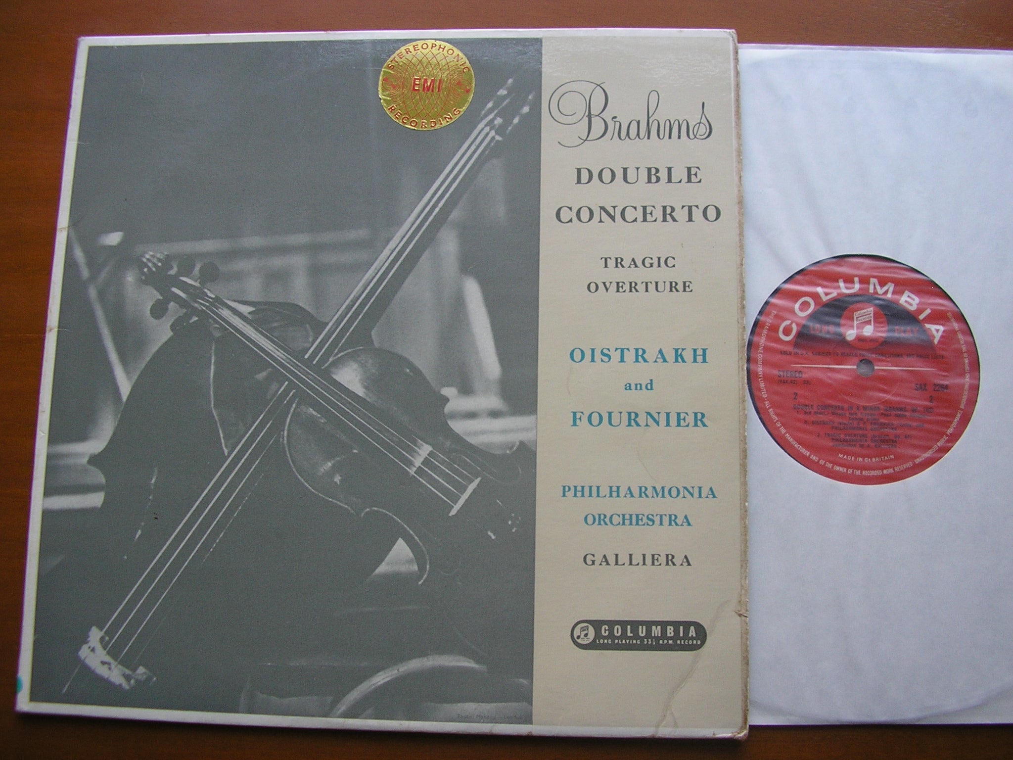 SAX 2264  BRAHMS: DOUBLE CONCERTO / TRAGIC OVERTURE     OISTRAKH / FOURNIER / PHILHARMONIA / GALLIERA