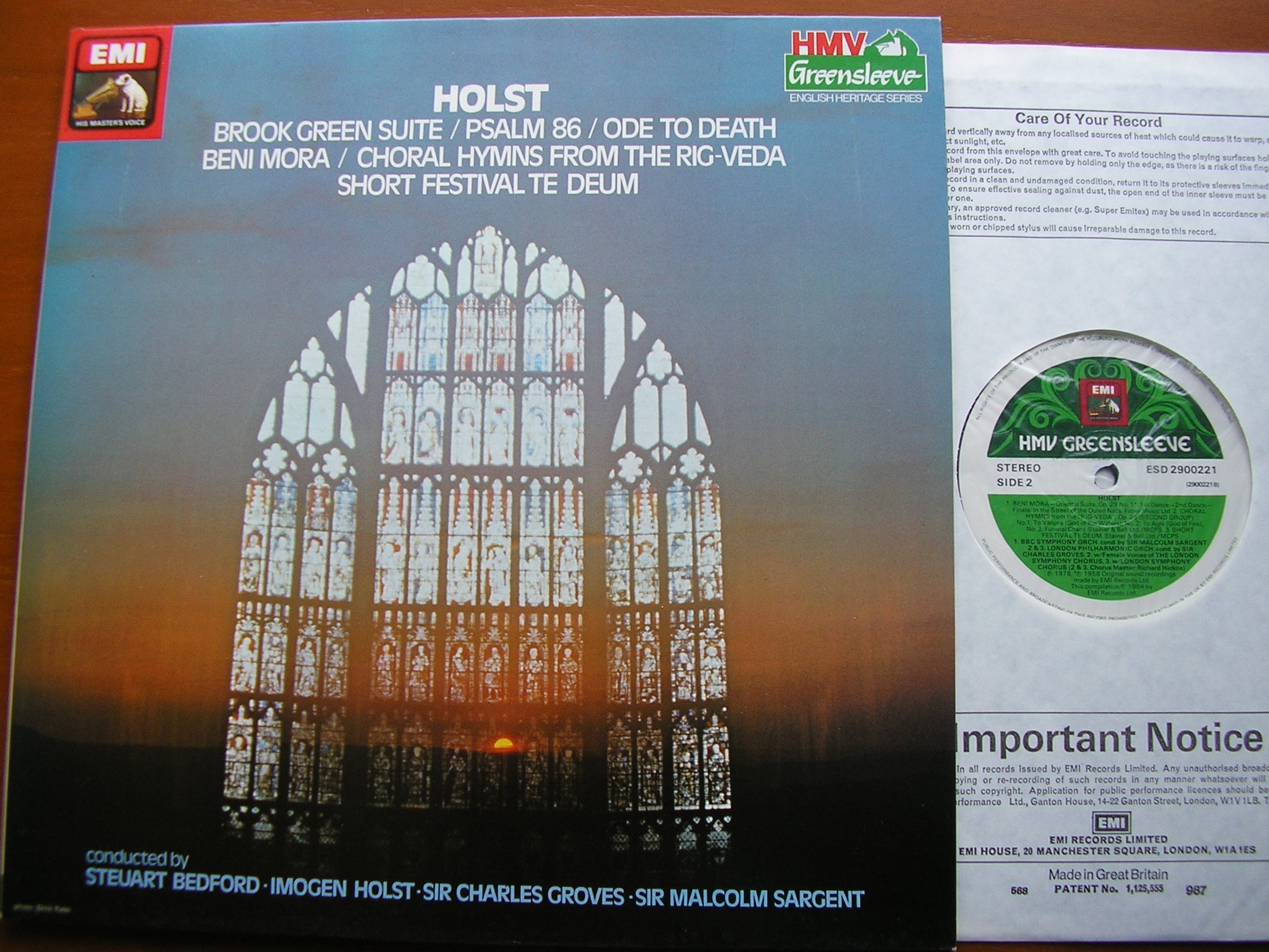 HOLST: BROOK GREEN SUITE / BENI MORA / PSALM 86   ENGLISH CHAMBER ORCHESTRA /  BBCSO / GROVES / HOLST / BEDFORD   ESD 2900221