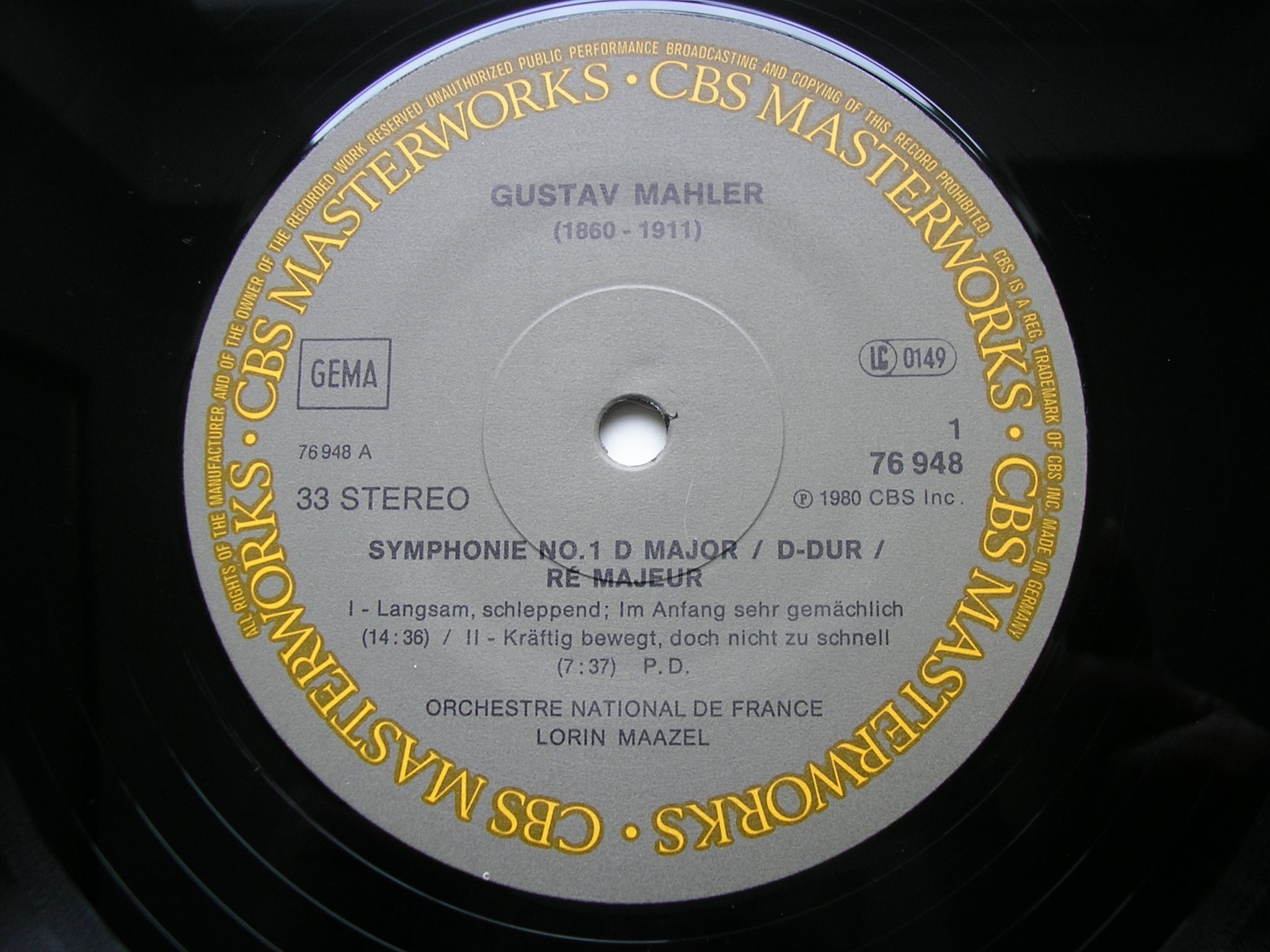 MAHLER: SYMPHONY No. 1     MAAZEL / FRENCH NATIONAL ORCHESTRA     76948
