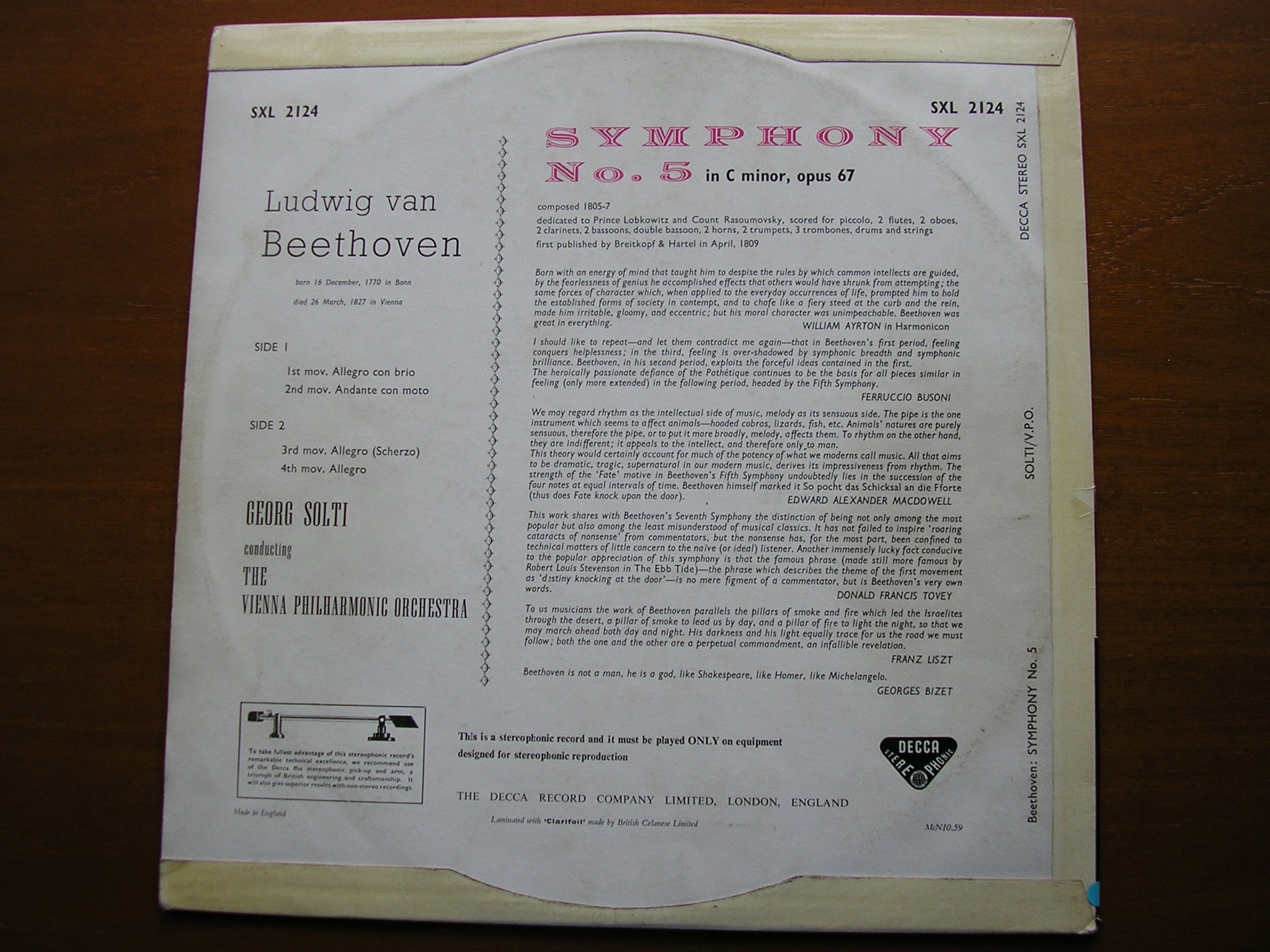 SXL 2124 BEETHOVEN: SYMPHONY No. 5 SOLTI / VIENNA PHILHARMONIC