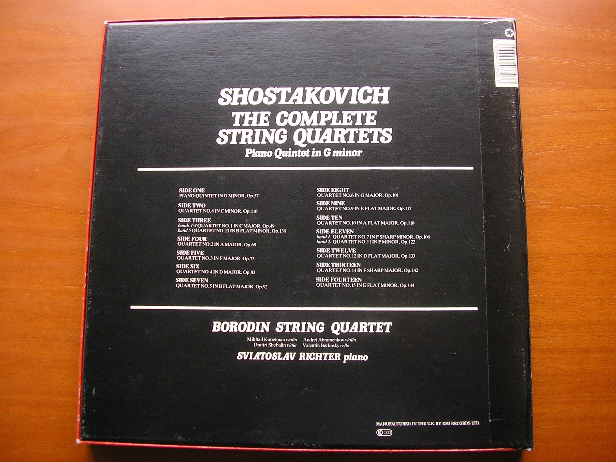 SHOSTAKOVICH: THE STRING QUARTETS / PIANO  QUINTET     THE BORODIN STRING QUARTET / RICHTER    EX 27 03393