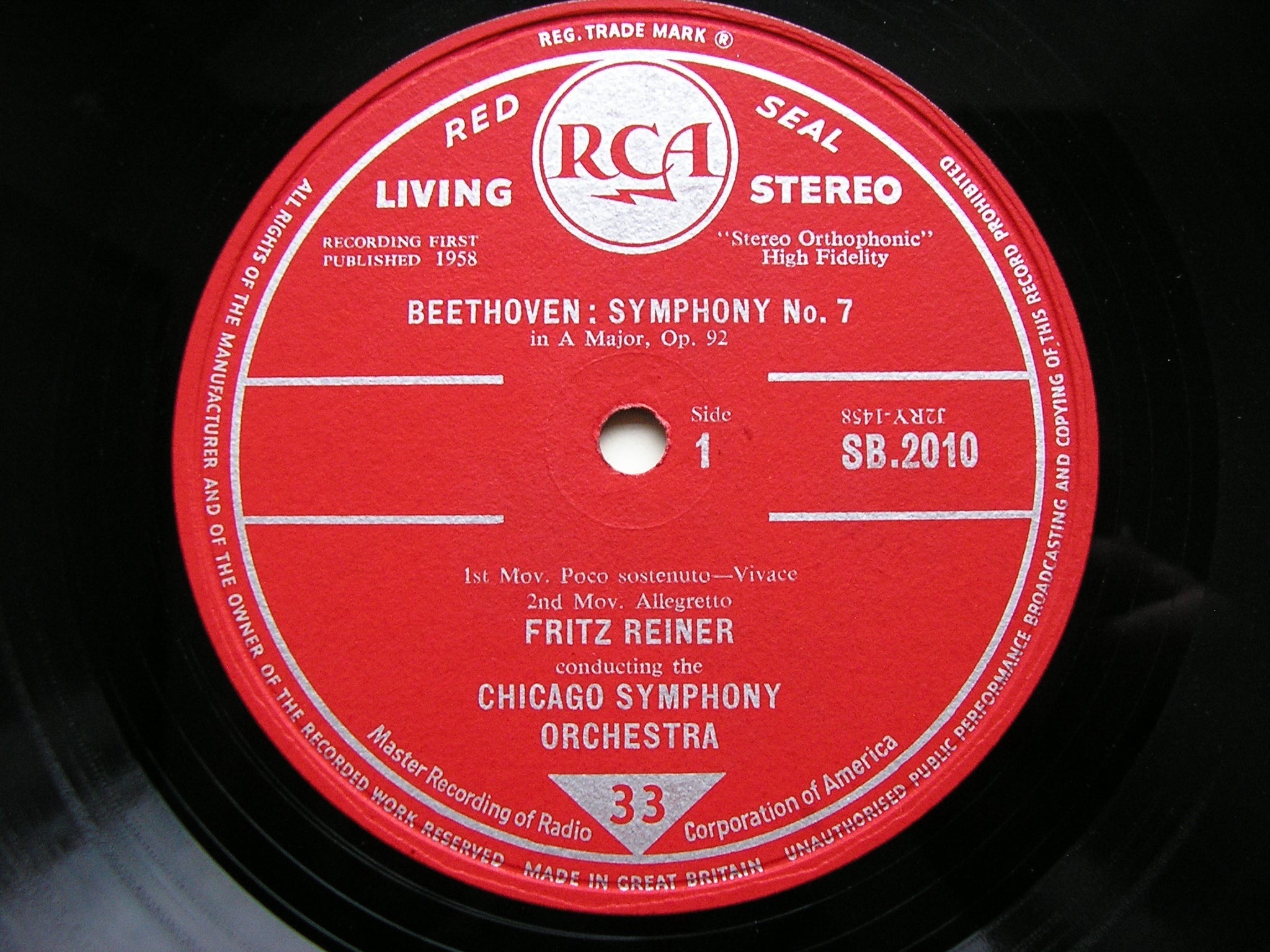 BEETHOVEN: SYMPHONY No. 7 / OVERTURE: Fidelio    REINER / CHICAGO SYMPHONY    SB 2010