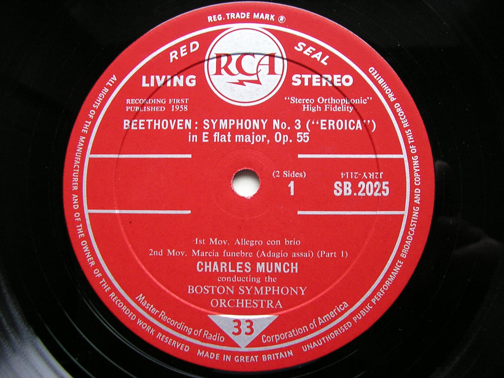 BEETHOVEN: SYMPHONY No. 3 'Eroica'    MUNCH / BOSTON SYMPHONY    SB 2025