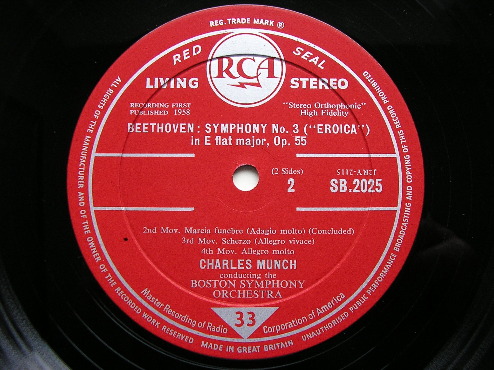 BEETHOVEN: SYMPHONY No. 3 'Eroica'    MUNCH / BOSTON SYMPHONY    SB 2025