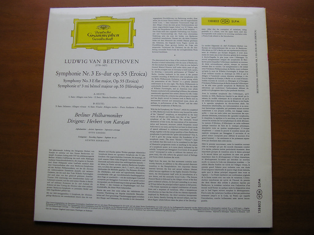 BEETHOVEN: SYMPHONY No. 3 'Eroica'     KARAJAN / BERLIN PHILHARMONIC     138 802