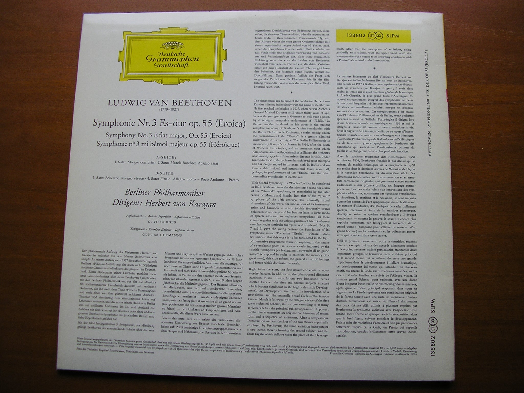 BEETHOVEN: SYMPHONY No. 3 'Eroica'     KARAJAN / BERLIN PHILHARMONIC     138 802