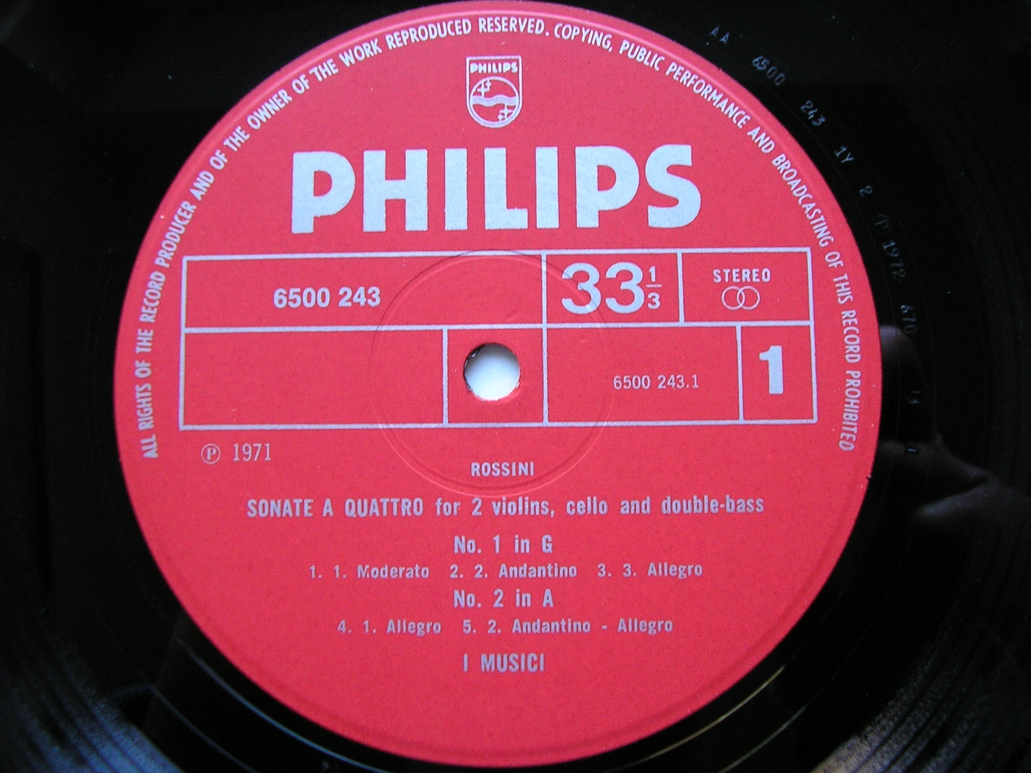 ROSSINI: SONATAS FOR STRINGS Nos. 1 - 4      I MUSICI     6500 243