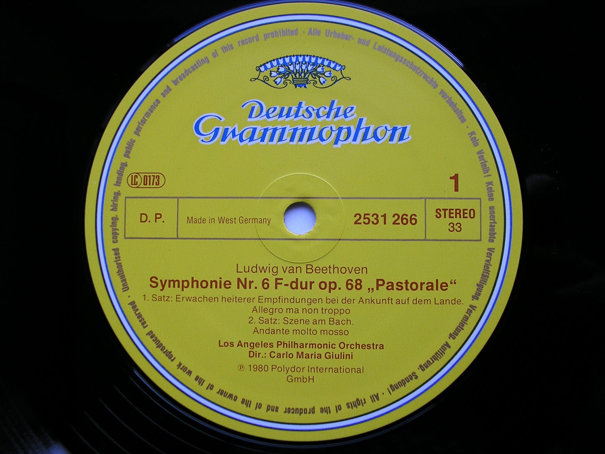 BEETHOVEN: SYMPHONY No. 6 'Pastoral'    GIULINI / LOS ANGELES PHILHARMONIC   2531 266