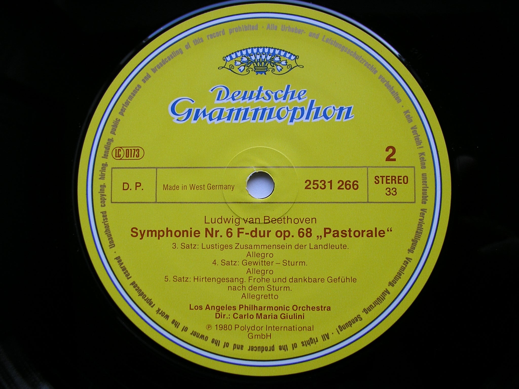 BEETHOVEN: SYMPHONY No. 6 'Pastoral'    GIULINI / LOS ANGELES PHILHARMONIC   2531 266