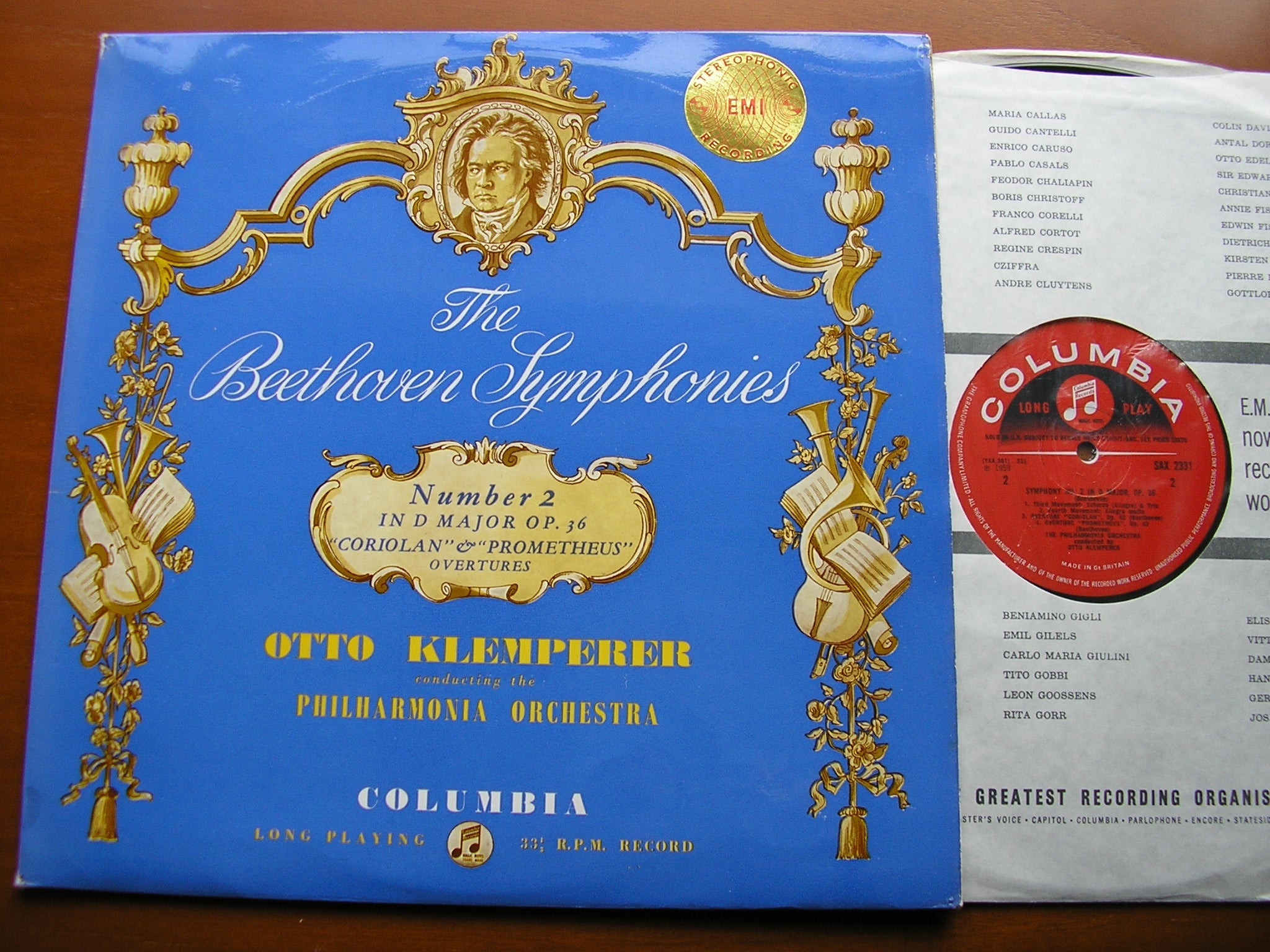 SAX 2331  BEETHOVEN: SYMPHONY No. 2 / OVERTURES Coriolan / Prometheus      KLEMPERER / PHILHARMON1A