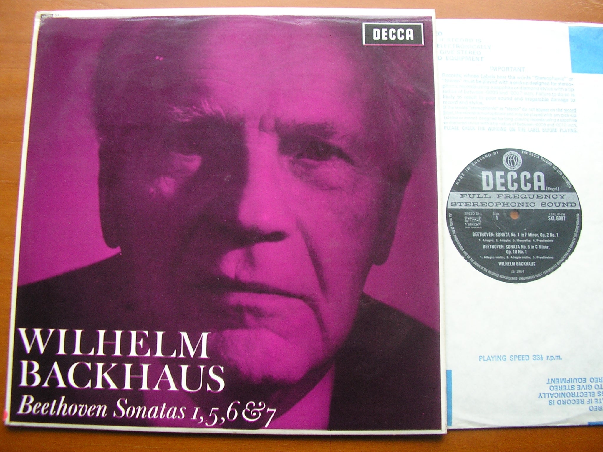 SXL 6097 BEETHOVEN: PIANO SONATAS Nos. 1 / 5 / 6 / 7 BACKHAUS