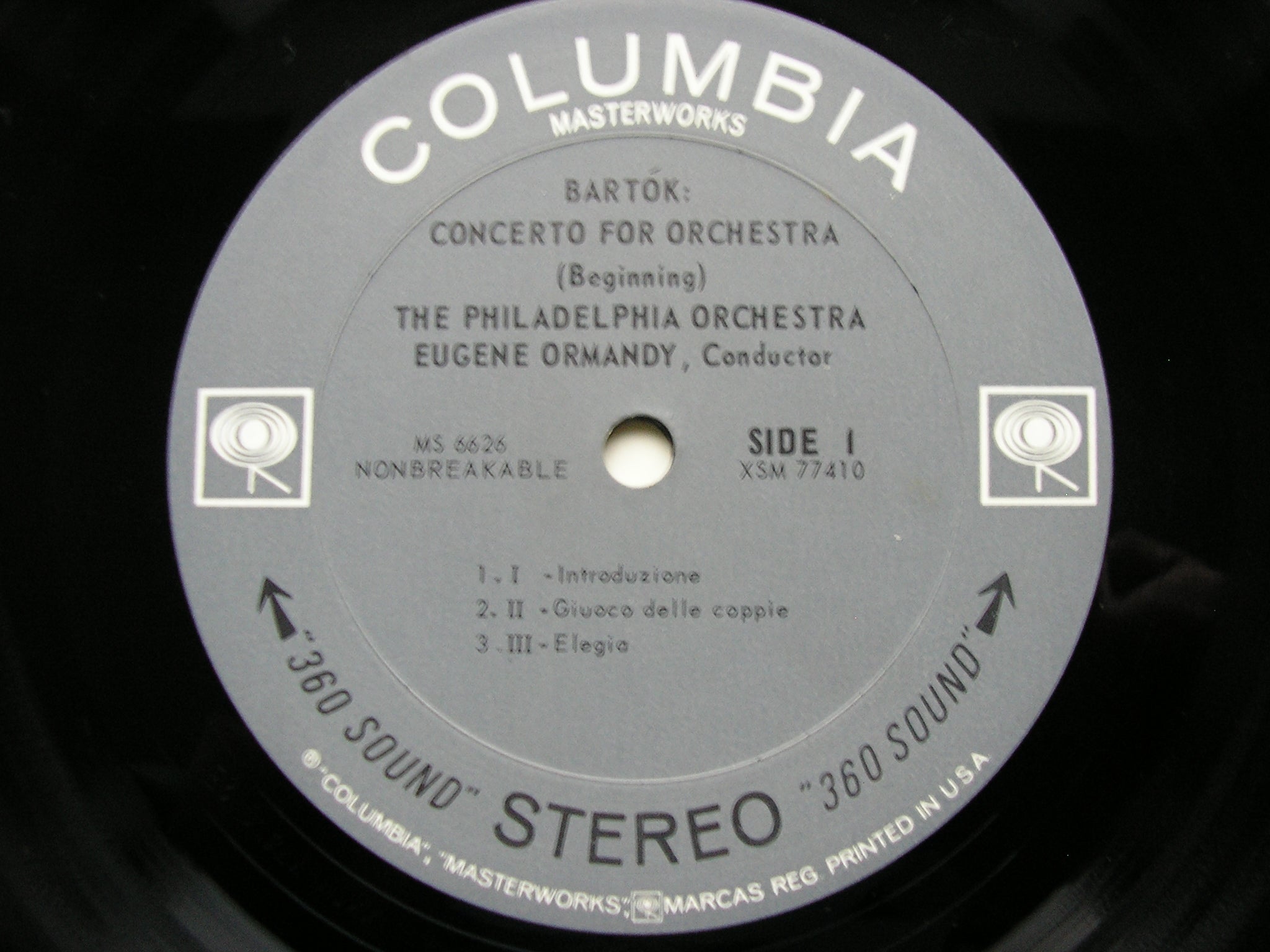 BARTOK: CONCERTO FOR ORCHESTRA      ORMANDY / PHILADELPHIA    MS 6626