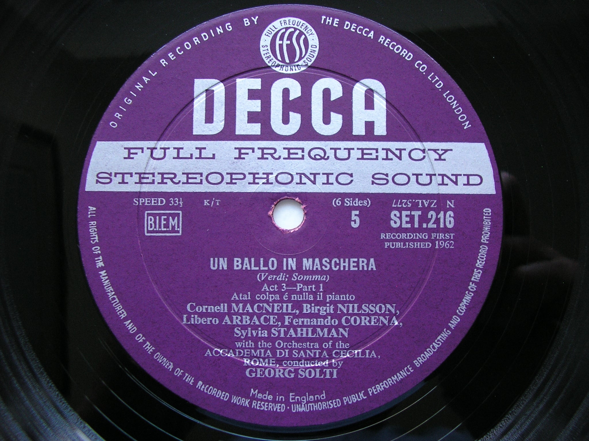 VERDI: UN BALLO IN MASCHERA   BERGONZI / NILSSON / MACNEIL / SIMIONATO / STAHLMAN / ADSCR / SOLTI   SET 215 - 7