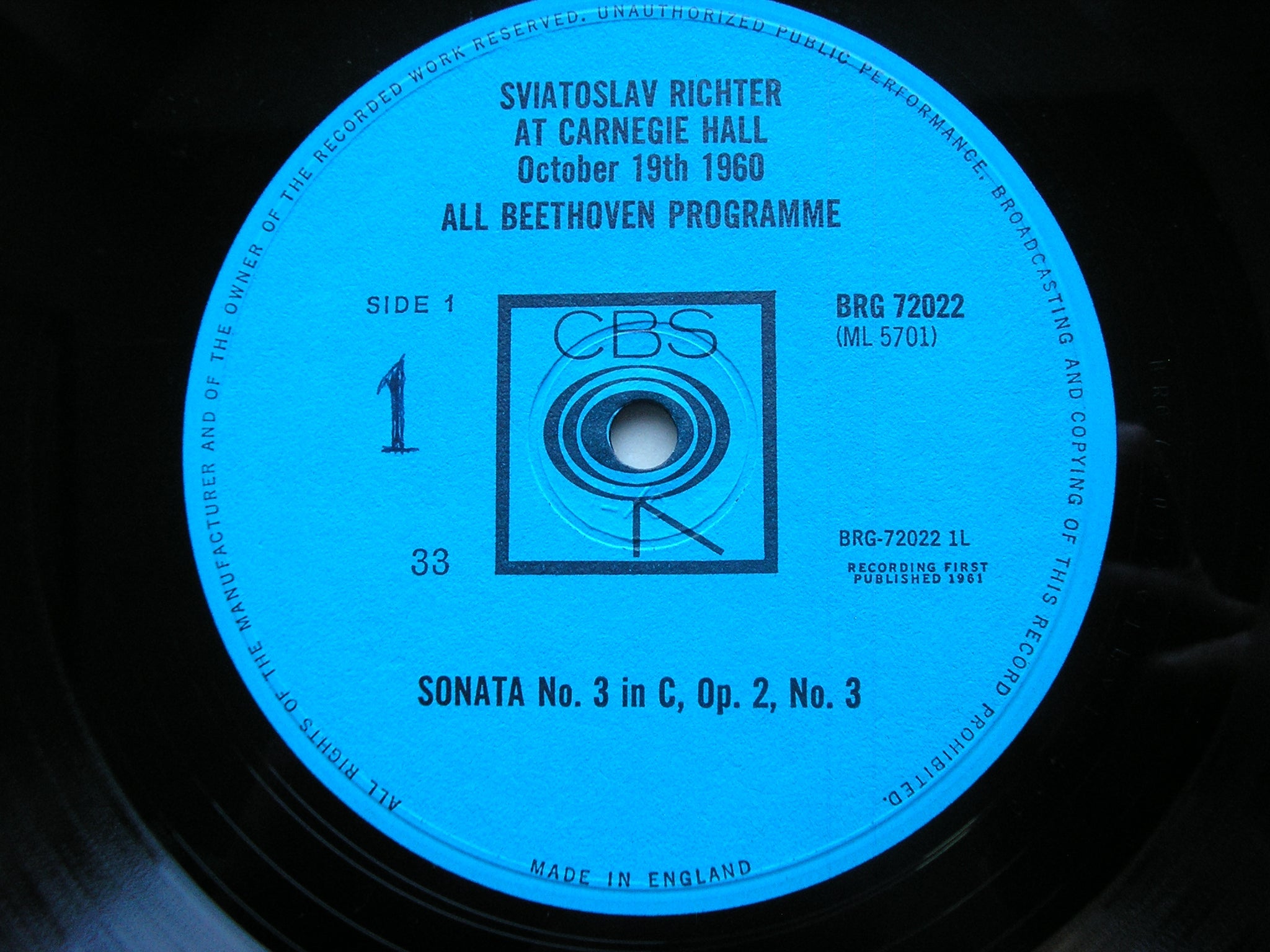 BEETHOVEN: PIANO SONATAS Nos. 3 / 9 / 22      RICHTER      BRG 72022