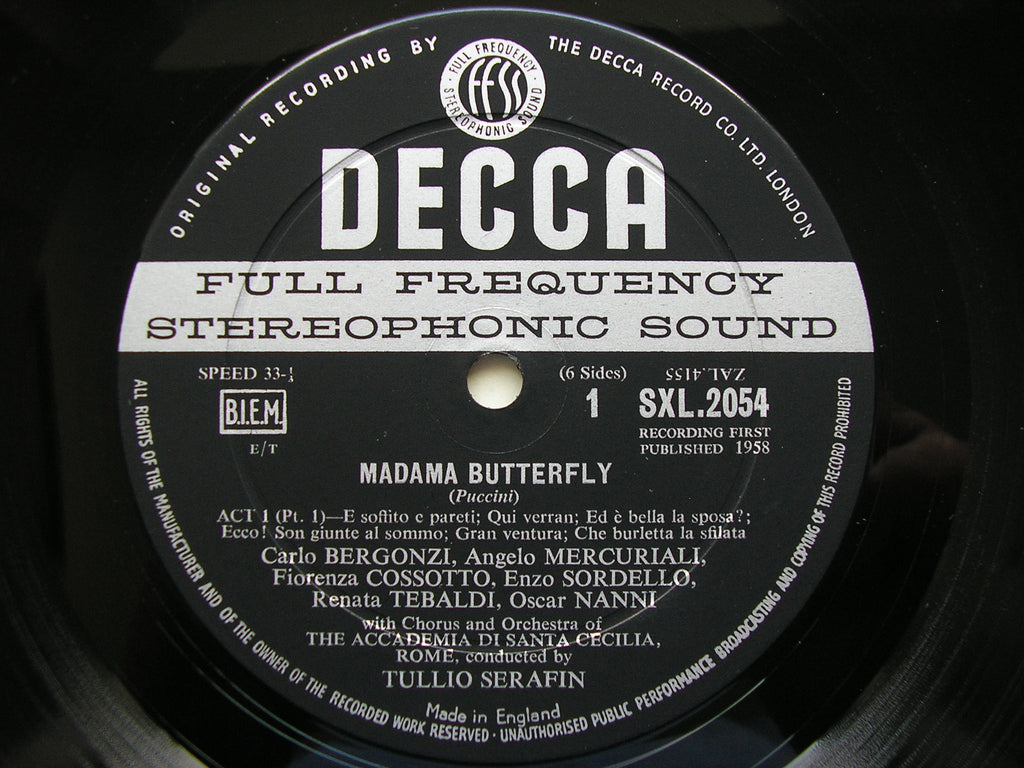SXL 2054 - 6 PUCCINI: MADAMA BUTTERFLY TEBALDI / BERGONZI / SORDELLO / COSSOTTO / ADSCR / SERAFIN