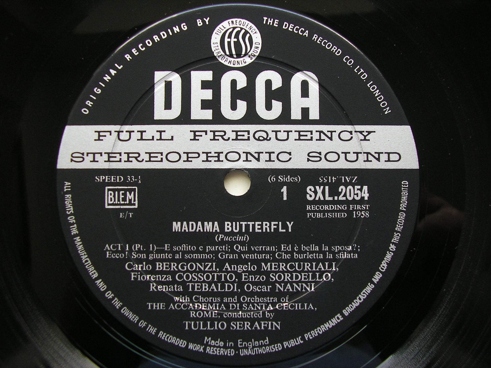 SXL 2054 - 6 PUCCINI: MADAMA BUTTERFLY TEBALDI / BERGONZI / SORDELLO / COSSOTTO / ADSCR / SERAFIN