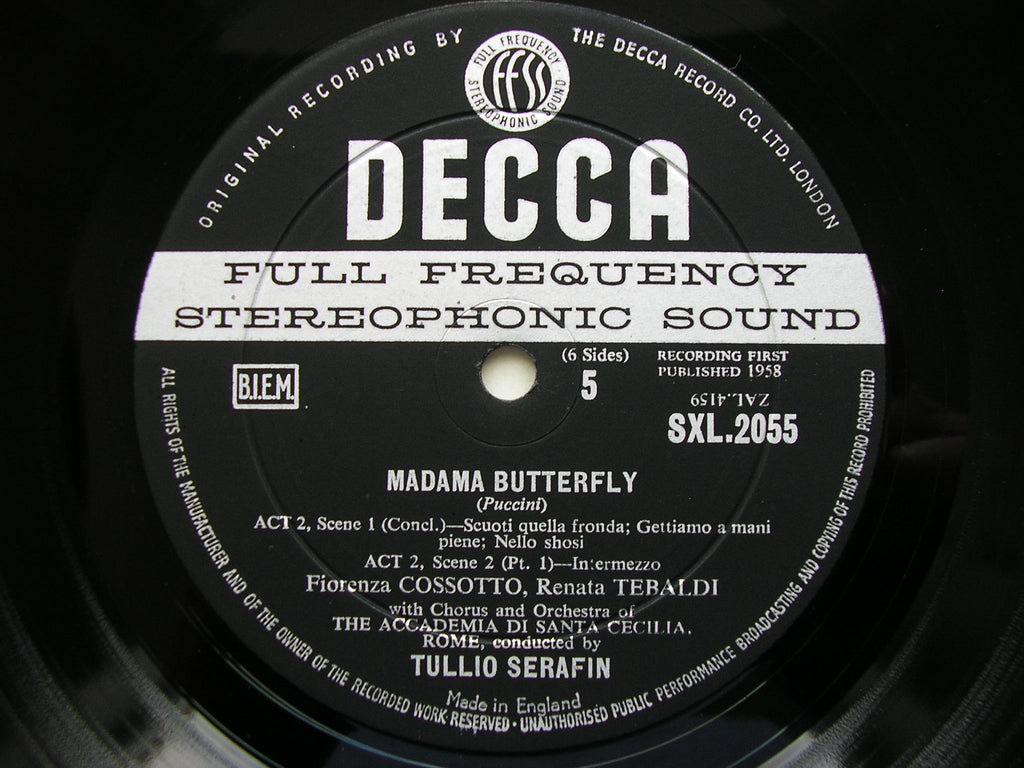 SXL 2054 - 6 PUCCINI: MADAMA BUTTERFLY TEBALDI / BERGONZI / SORDELLO / COSSOTTO / ADSCR / SERAFIN