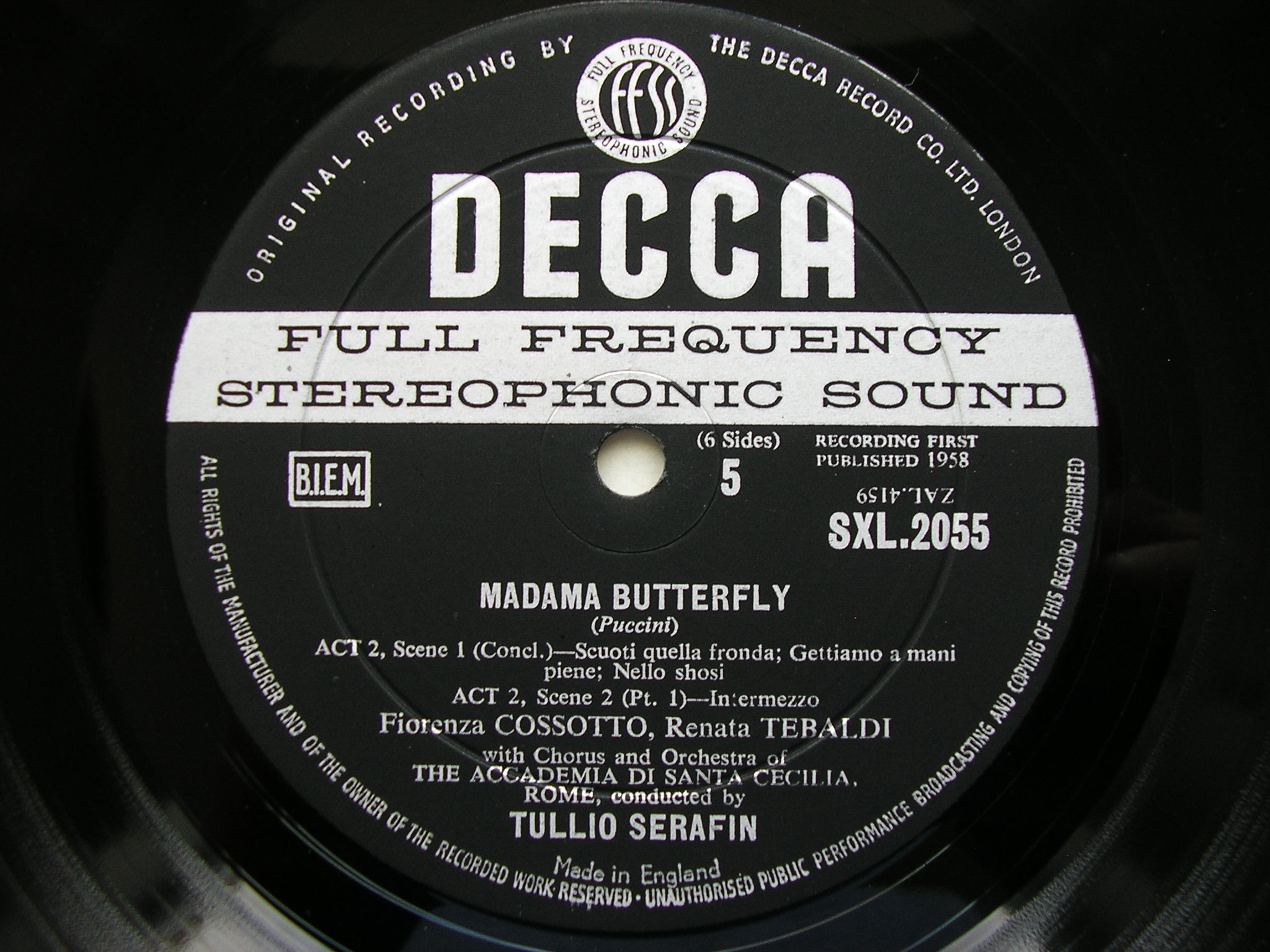 SXL 2054 - 6 PUCCINI: MADAMA BUTTERFLY TEBALDI / BERGONZI / SORDELLO / COSSOTTO / ADSCR / SERAFIN
