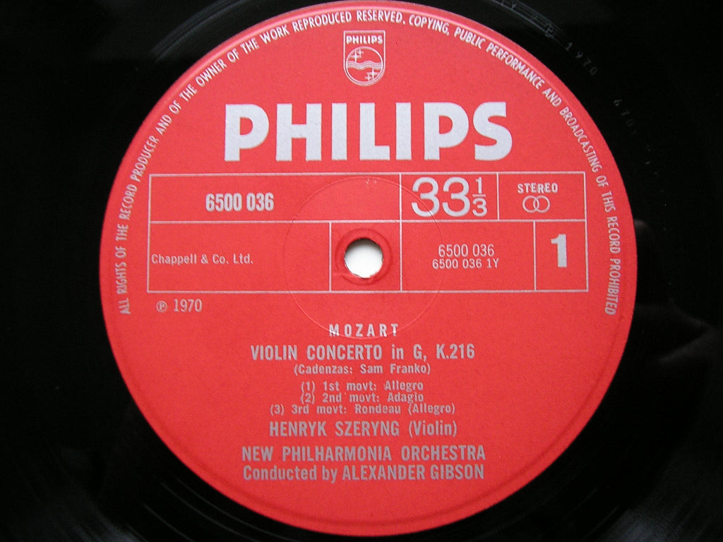 MOZART: THE COMPLETE WORKS FOR VIOLIN & ORCHESTRA    SZERYNG / NEW PHILHARMONIA / GIBSON   4 LP   6707 011