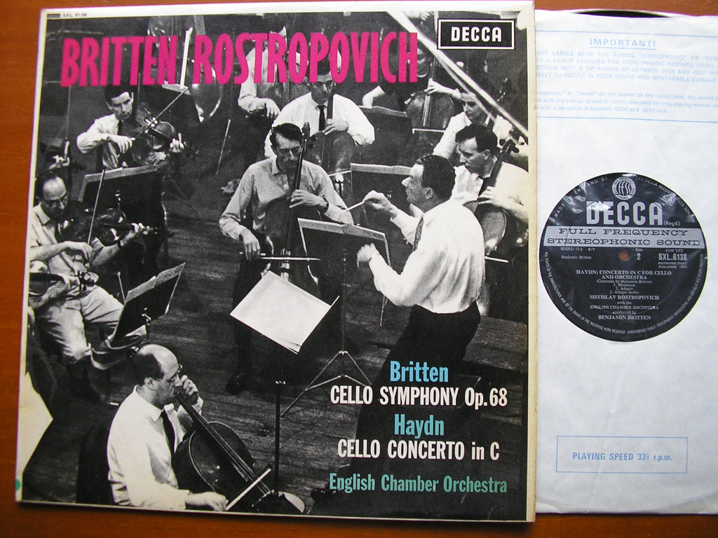 SXL 6138 HAYDN: CELLO CONCERTO / BRITTEN: CELLO SYMPHONY ROSTROPOVICH / ECO / BRITTEN