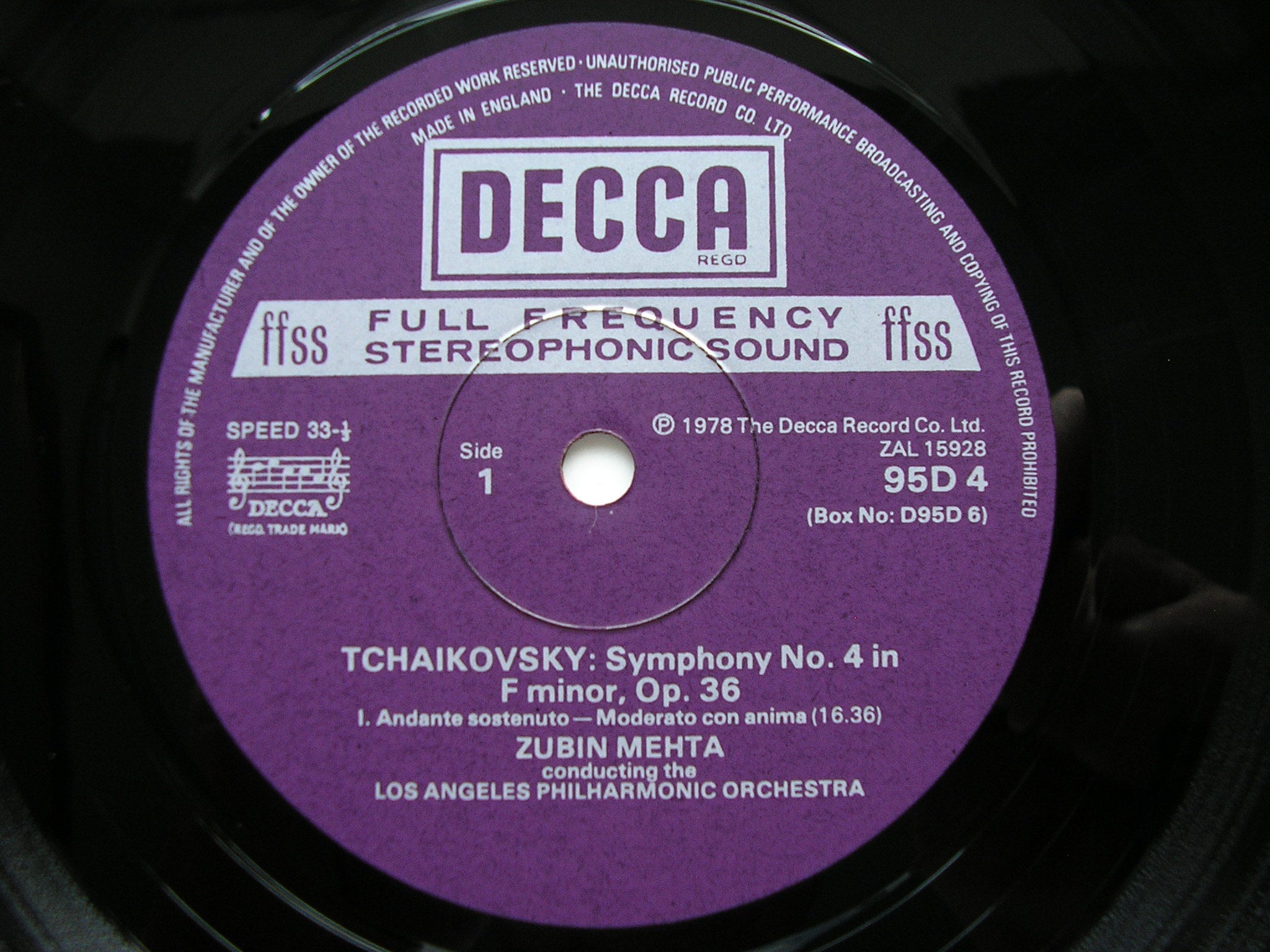 TCHAIKOVSKY: SYMPHONIES Nos. 1 - 6     ZUBIN MEHTA / LOS ANGELES PHILHARMONIC   D95D6