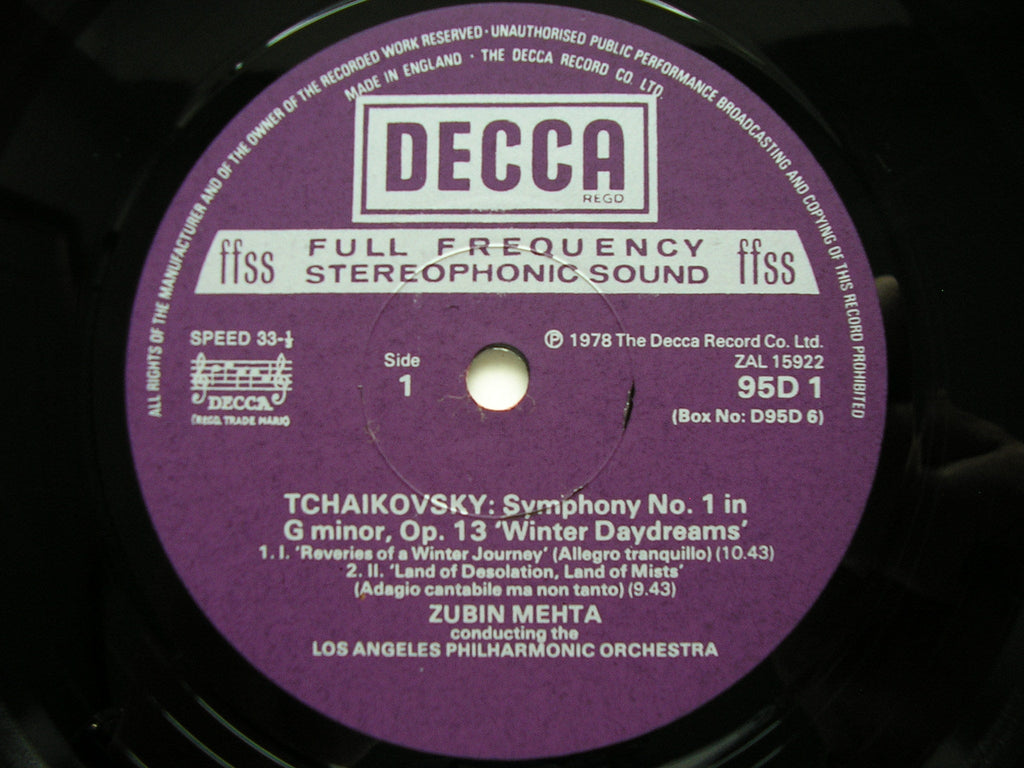 TCHAIKOVSKY: SYMPHONIES Nos. 1 - 6     ZUBIN MEHTA / LOS ANGELES PHILHARMONIC   D95D6