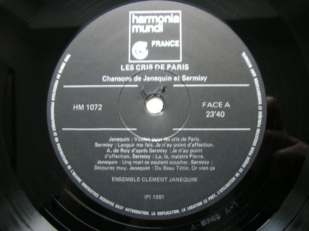 LES CRIS DE PARIS: CHANSONS BY JANEQUIN & SERMISY      ENSEMBLE CLEMENT JANEQUIN    HM 1072