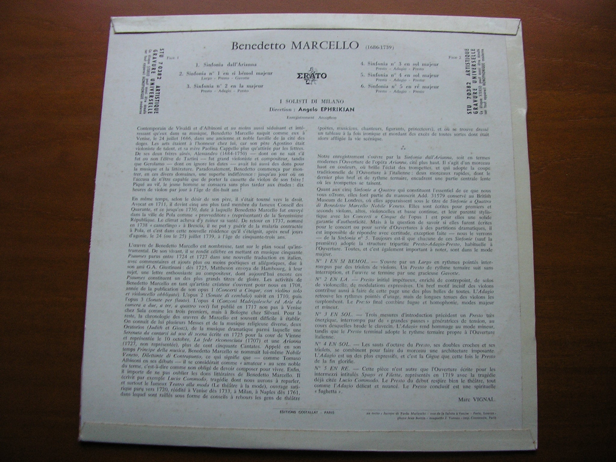 BENEDETTO MARCELLO: SIX SINFONIAS WITH TRUMPETS    I SOLOISTI DI MILANO / EPHRIKIAN    STU 70382
