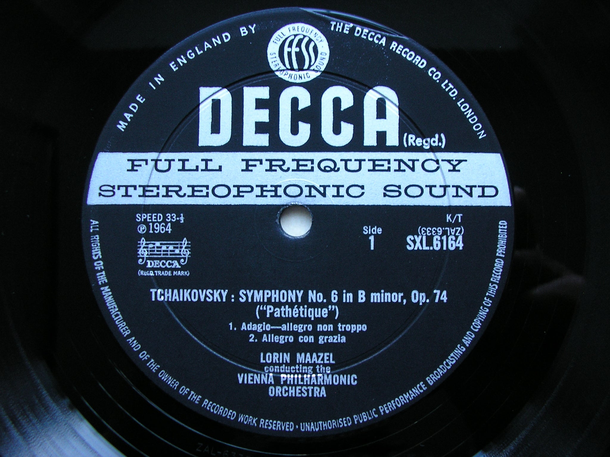 SXL 6164 TCHAIKOVSKY: SYMPHONY No. 6 MAAZEL / VIENNA PHILHARMONIC