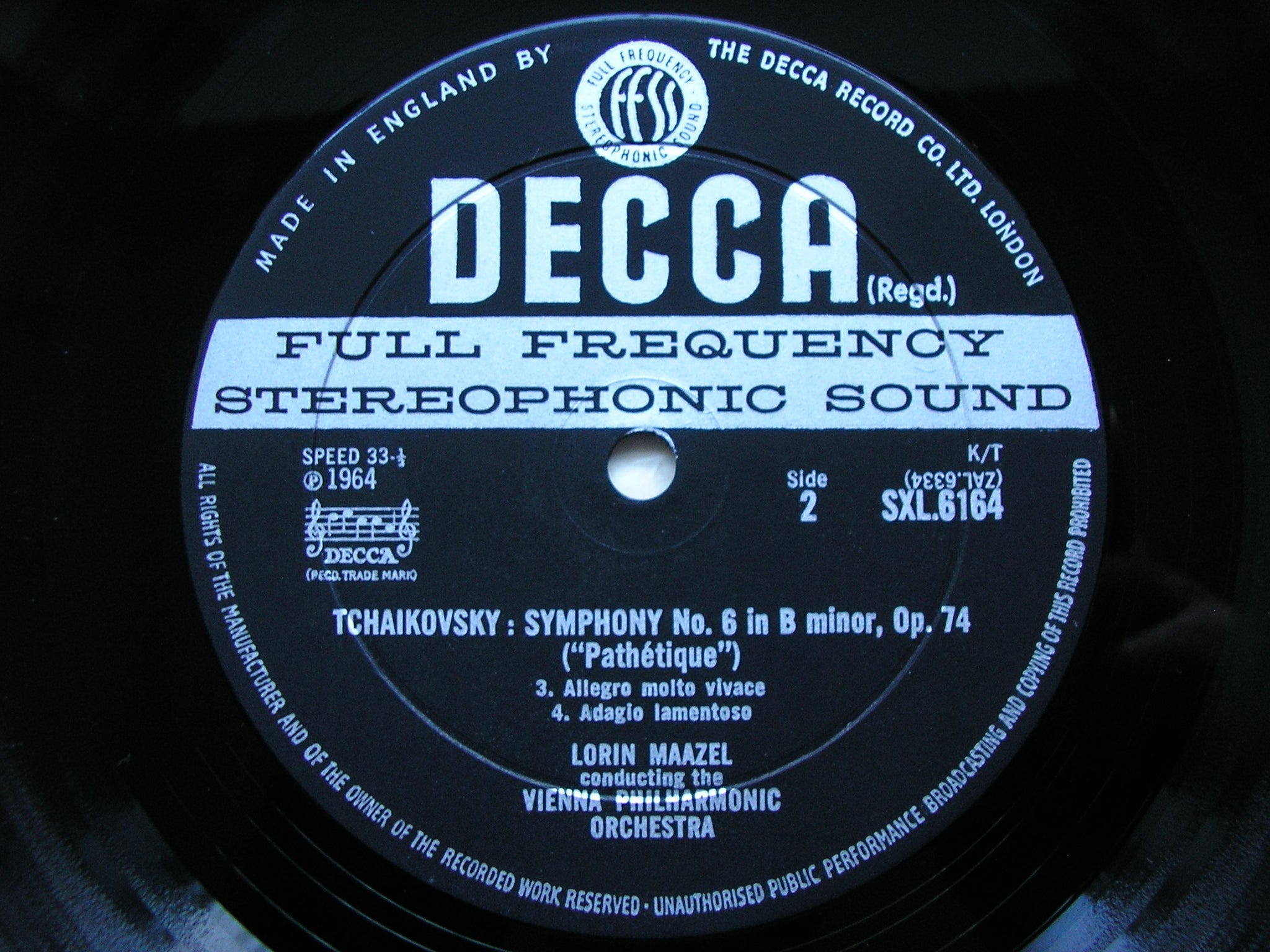 SXL 6164 TCHAIKOVSKY: SYMPHONY No. 6 MAAZEL / VIENNA PHILHARMONIC
